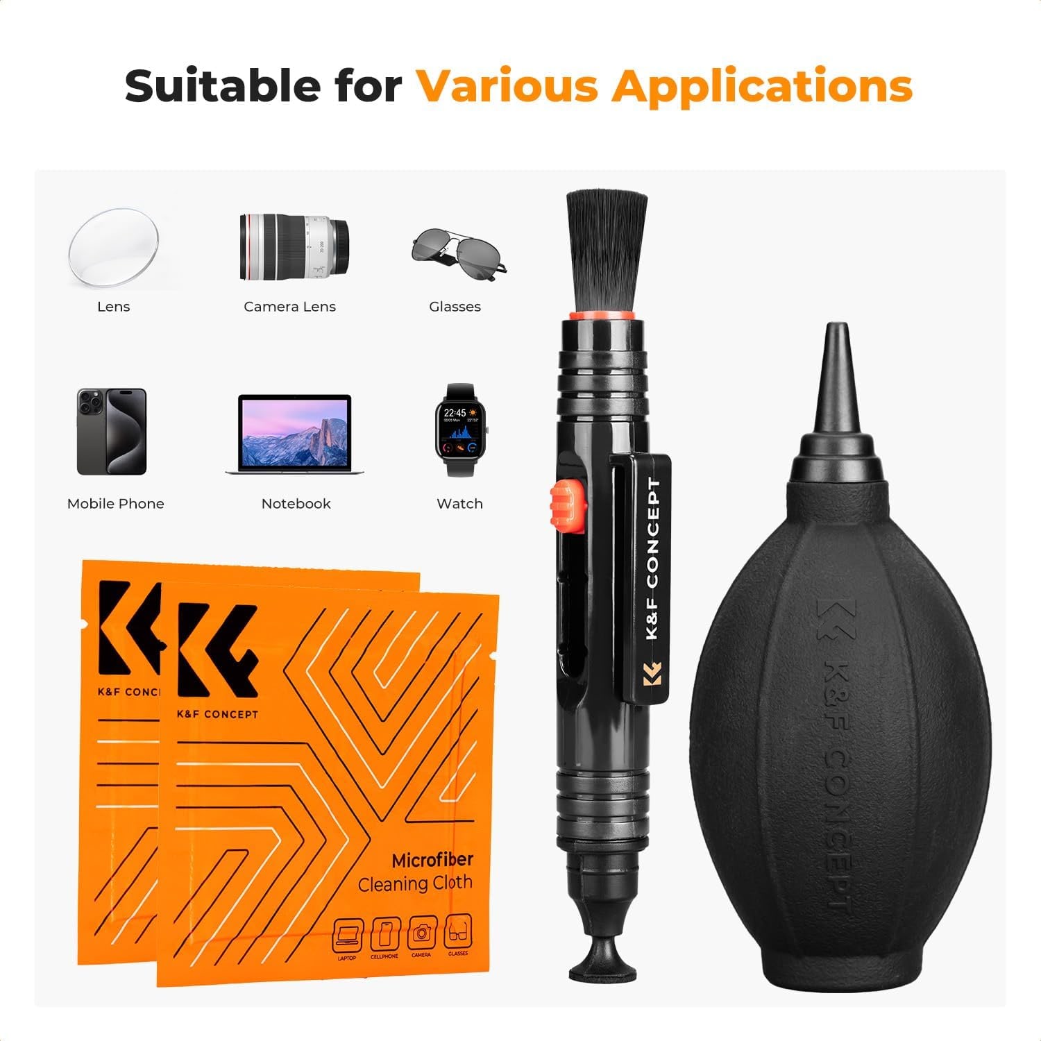 4-in-1 Camera Lens Cleaning Kit with Blower, Lens Pen and Microfiber Cloths