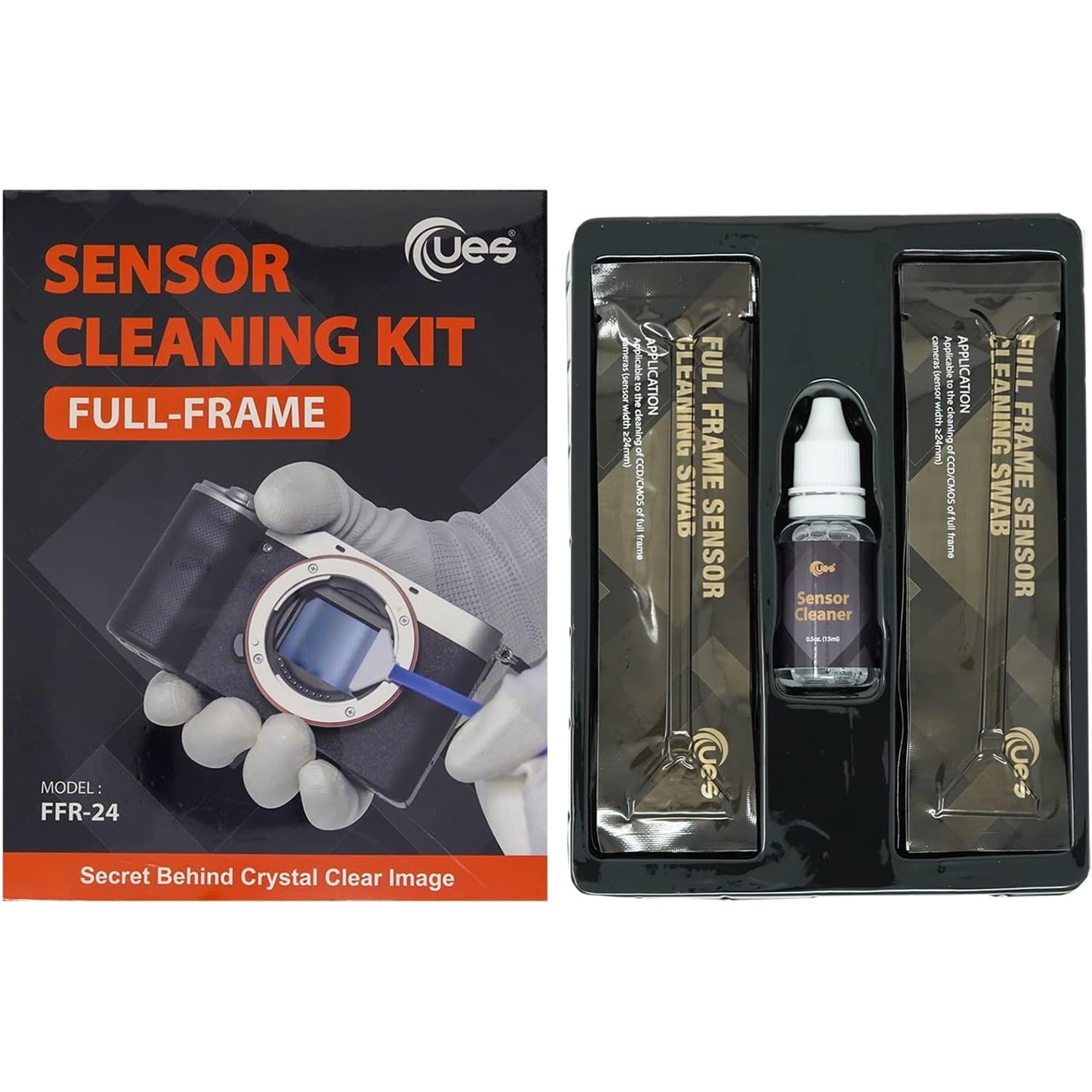 Full-Frame Camera Sensor Cleaning Kit (14 Swabs + 15ml Cleaner)