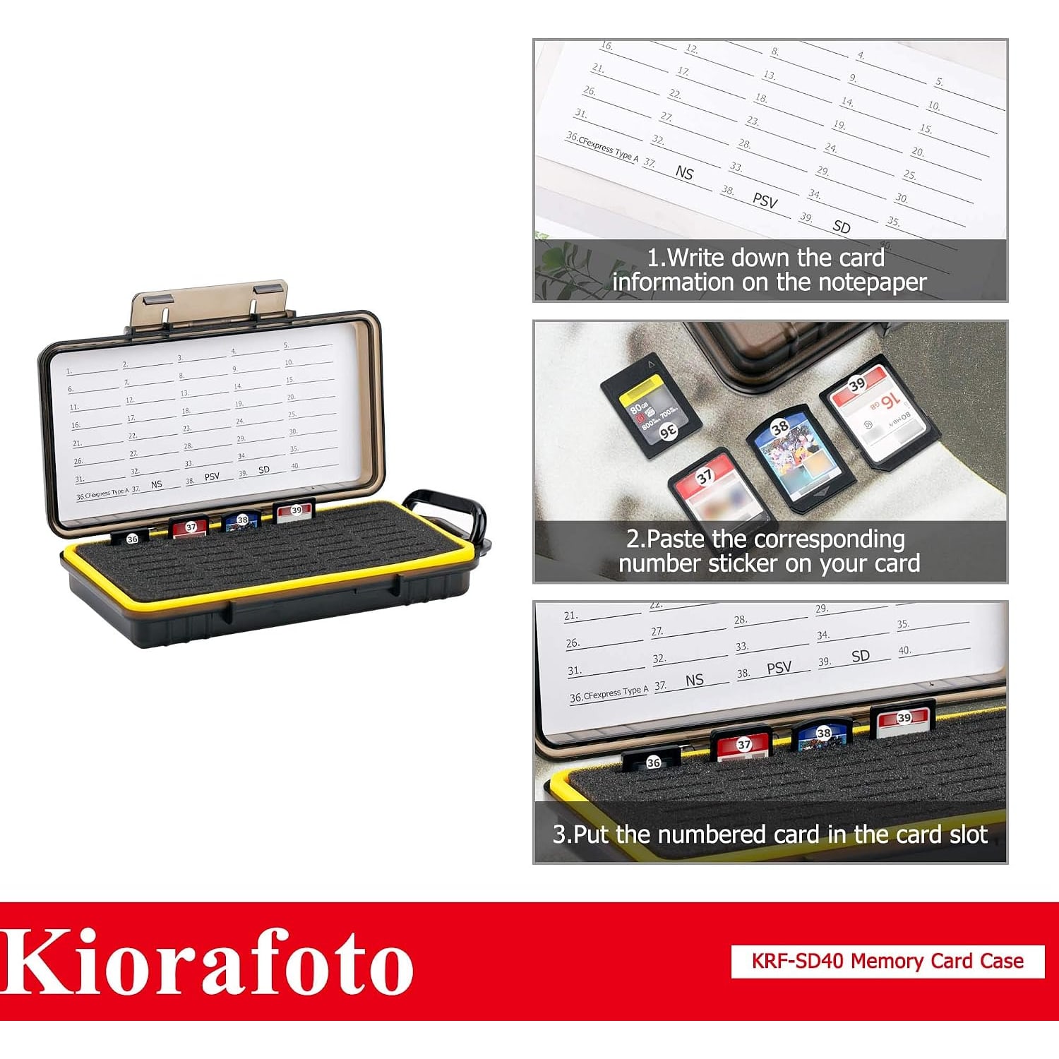 40-Slot SD Card Case with Carabiner and Labels: image 7