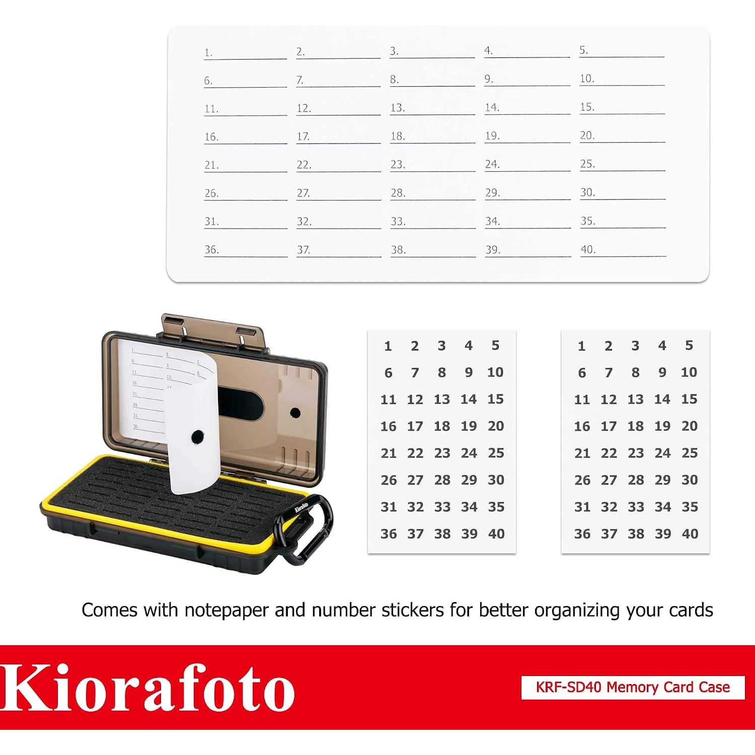 40-Slot SD Card Case with Carabiner and Labels: image 8