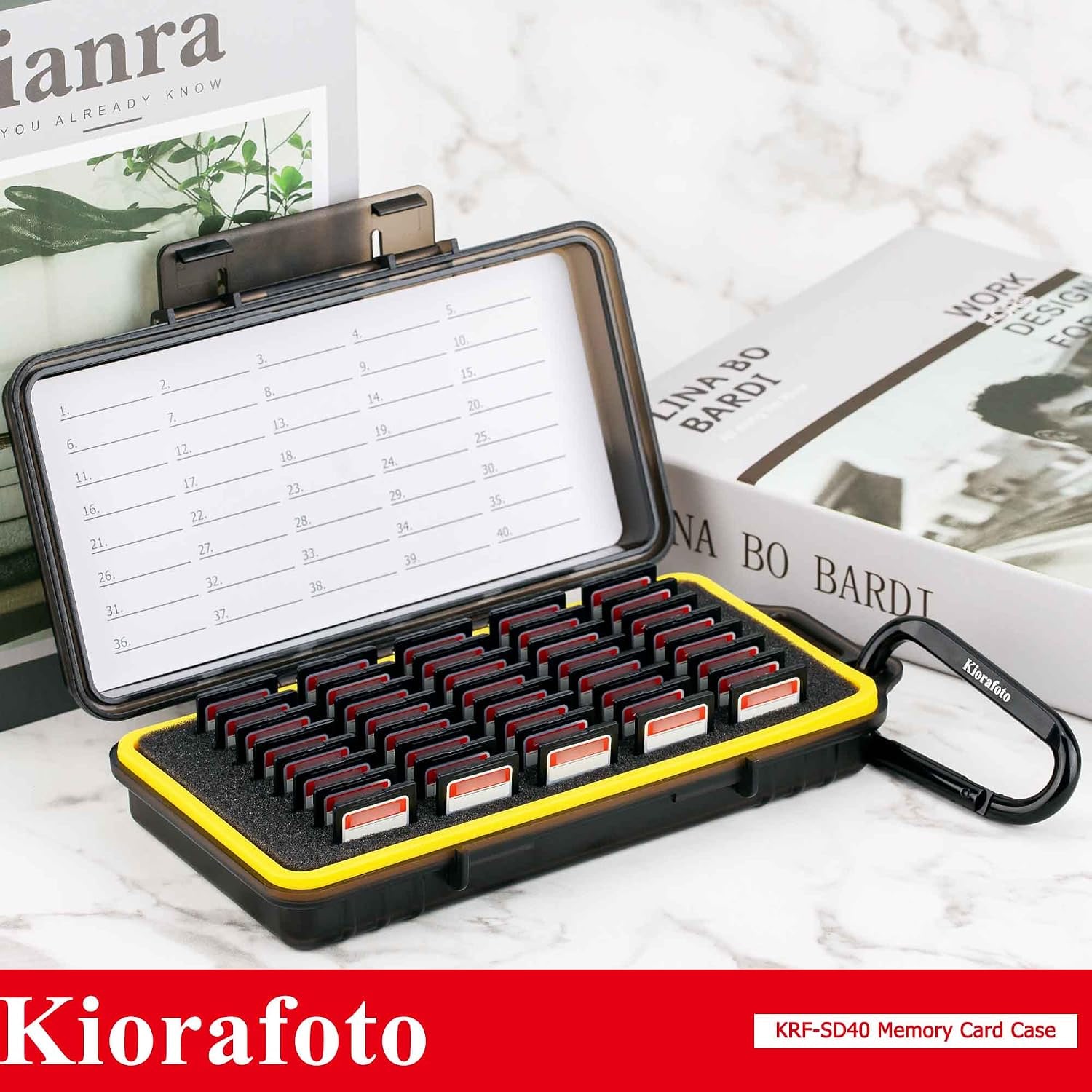 40-Slot SD Card Case with Carabiner and Labels: image 9