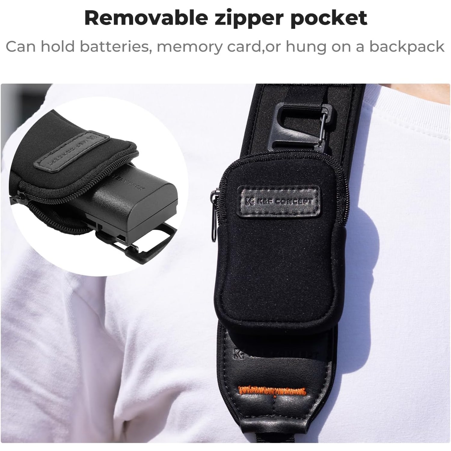 Wide Neoprene Camera Strap with Zip Pocket: image 7