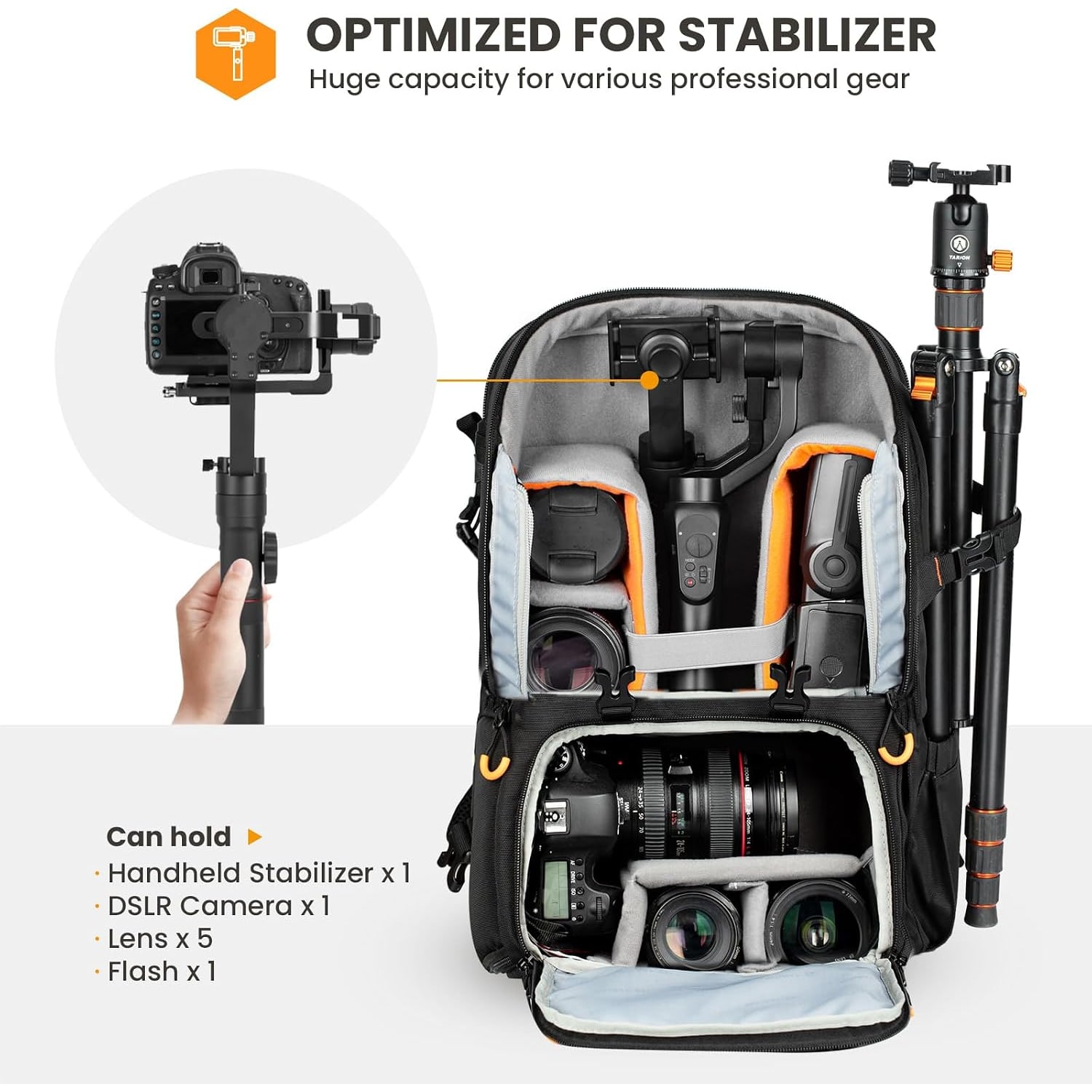 15L Camera Backpack with Side Access and Rain Cover
