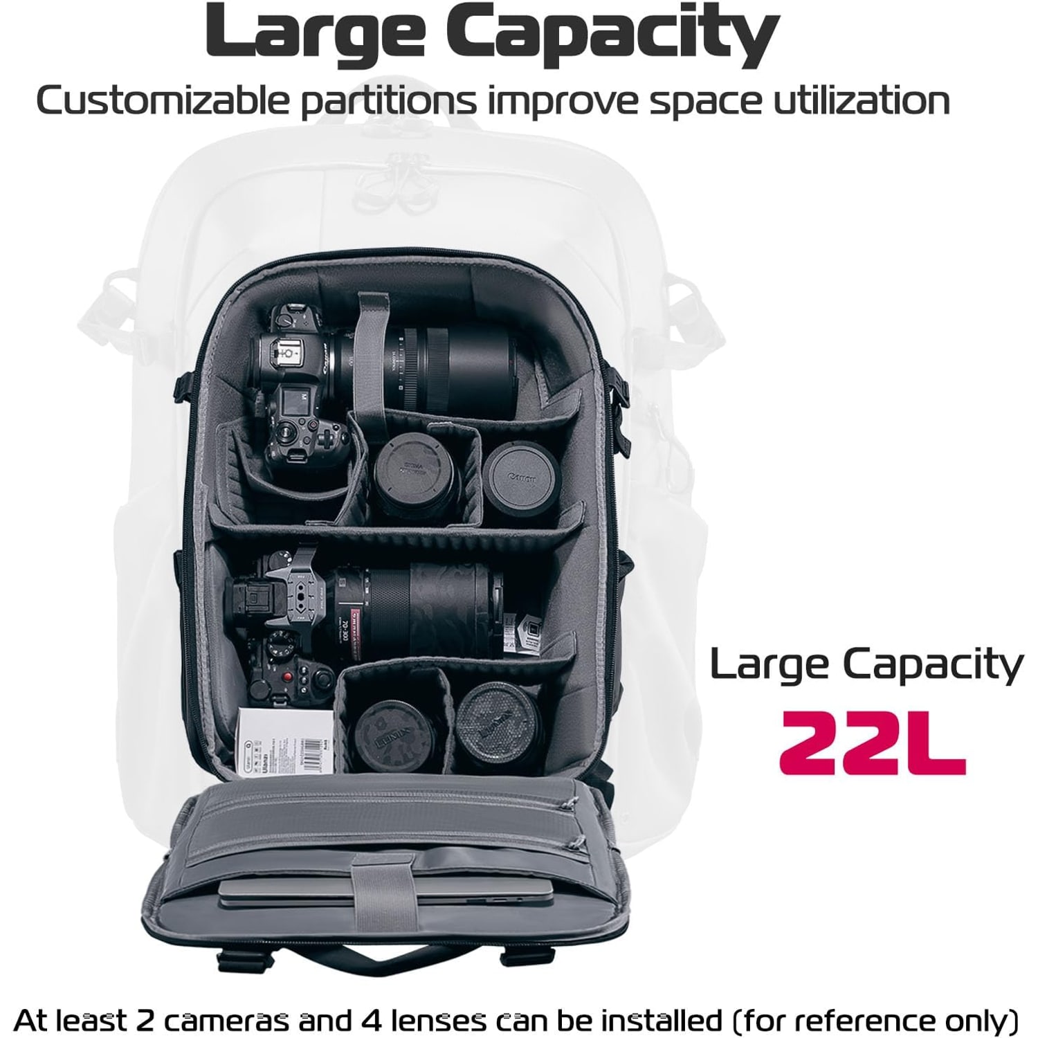 22L Camera Backpack with Laptop Sleeve: image 3