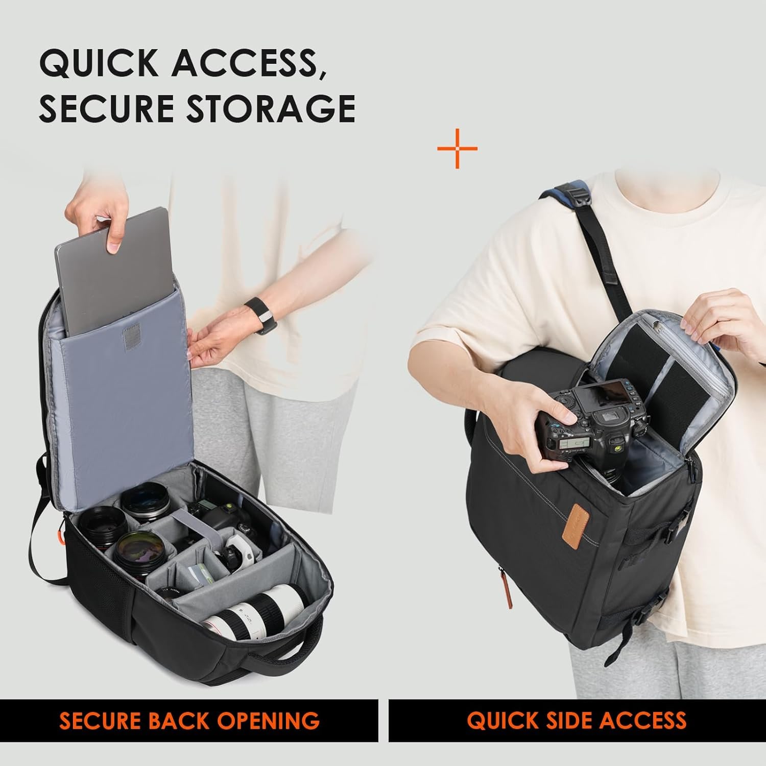 Compact Camera Backpack with 15-Inch Laptop Sleeve