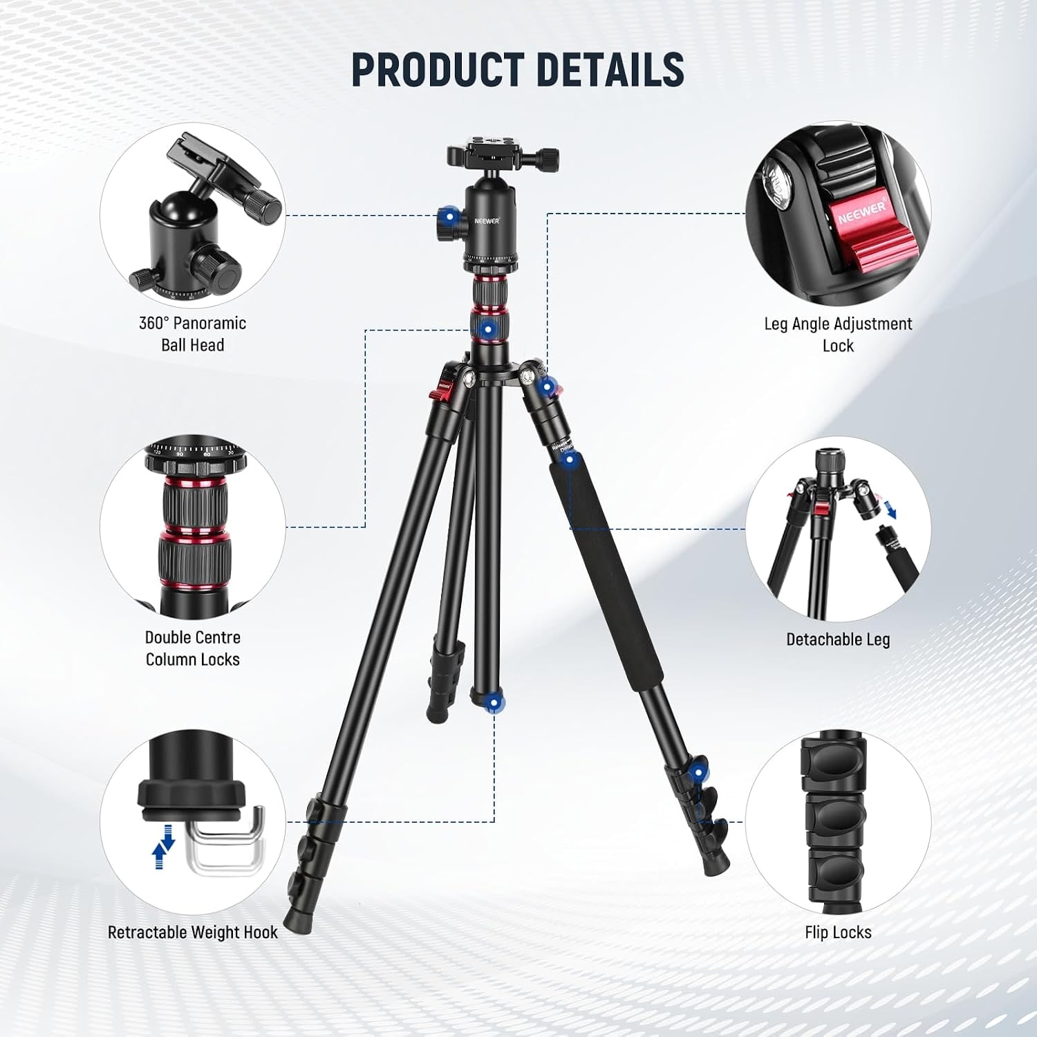 77 Inch Aluminum Tripod and Monopod with 360 Ball Head: image 7
