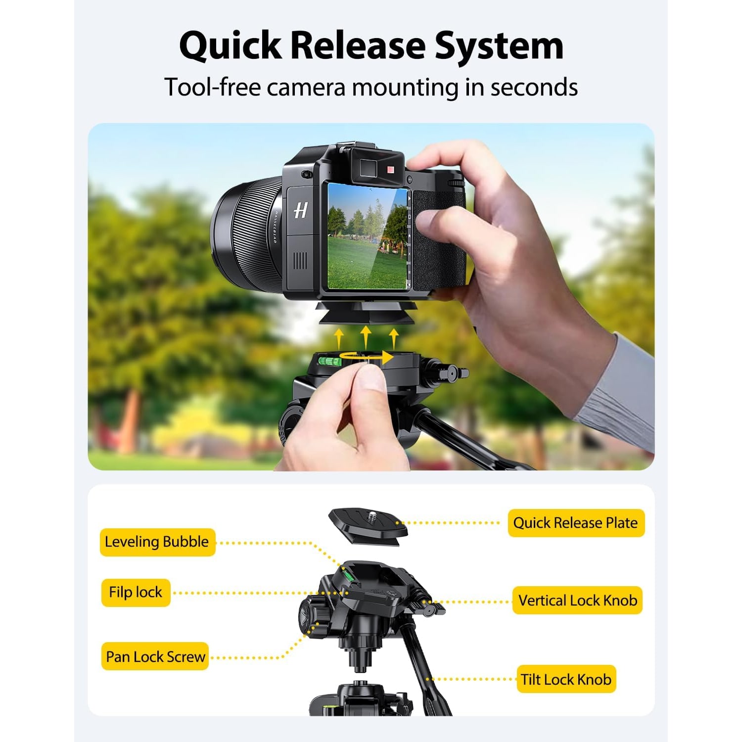 74 Inch Camera Tripod with Phone Holder and Wireless Remote