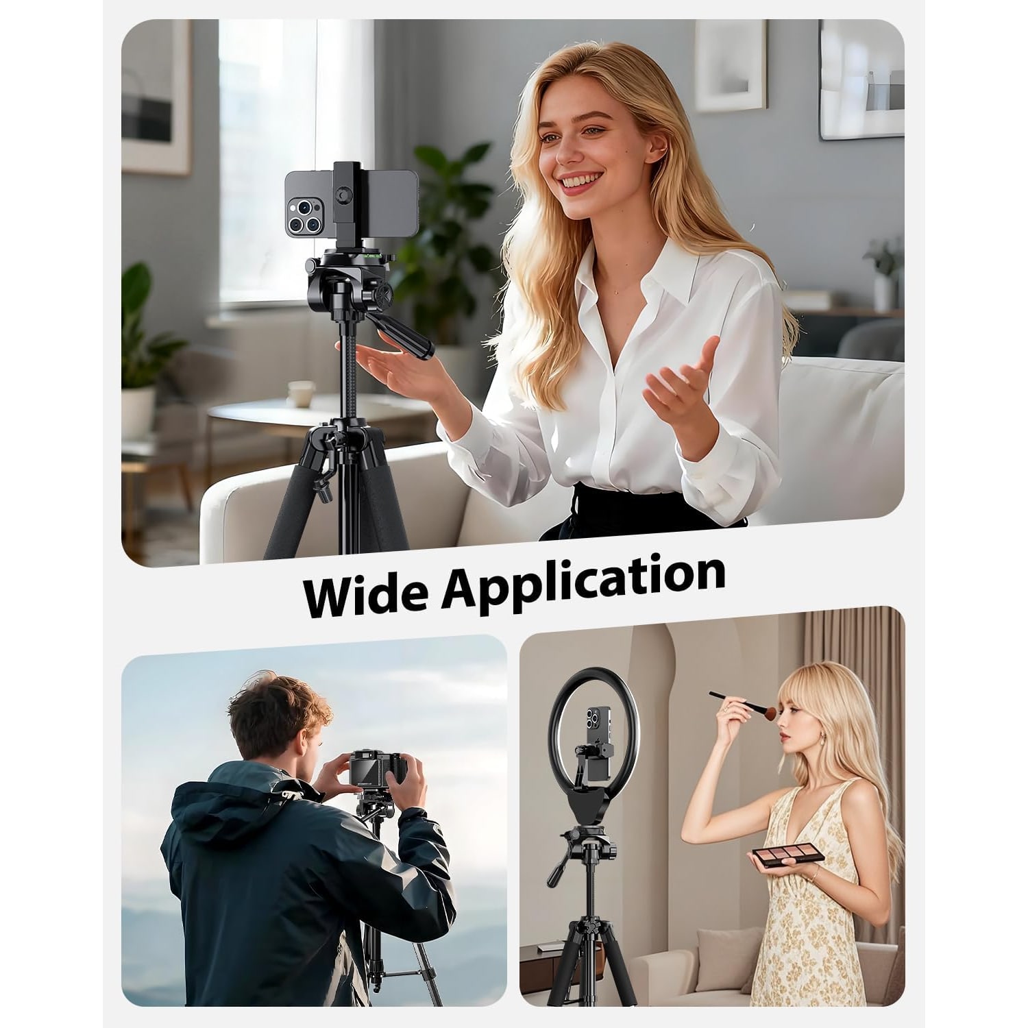 74 Inch Camera Tripod with Phone Holder and Wireless Remote: image 7