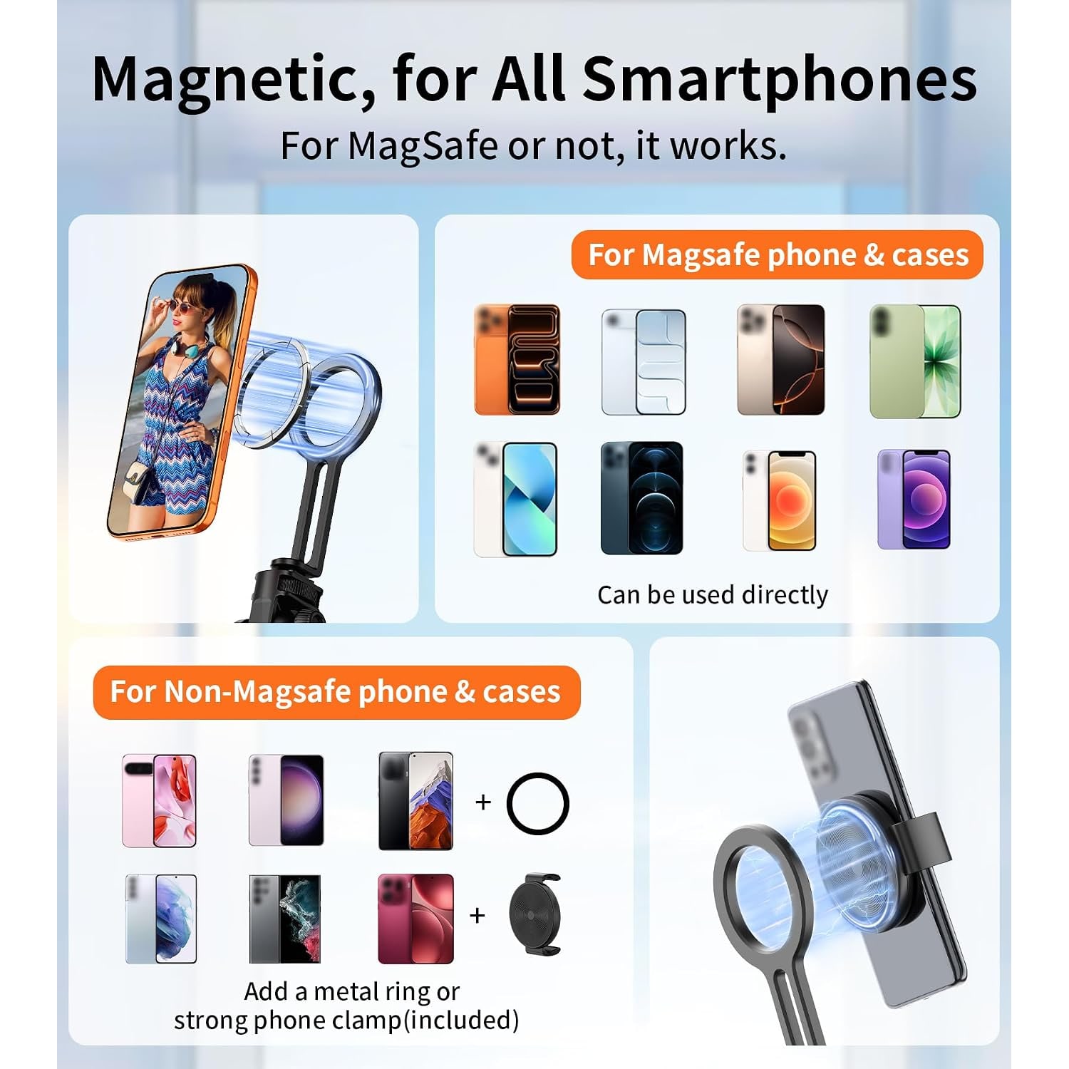 69 Inch Magnetic Phone Tripod and Selfie Stick with Remote