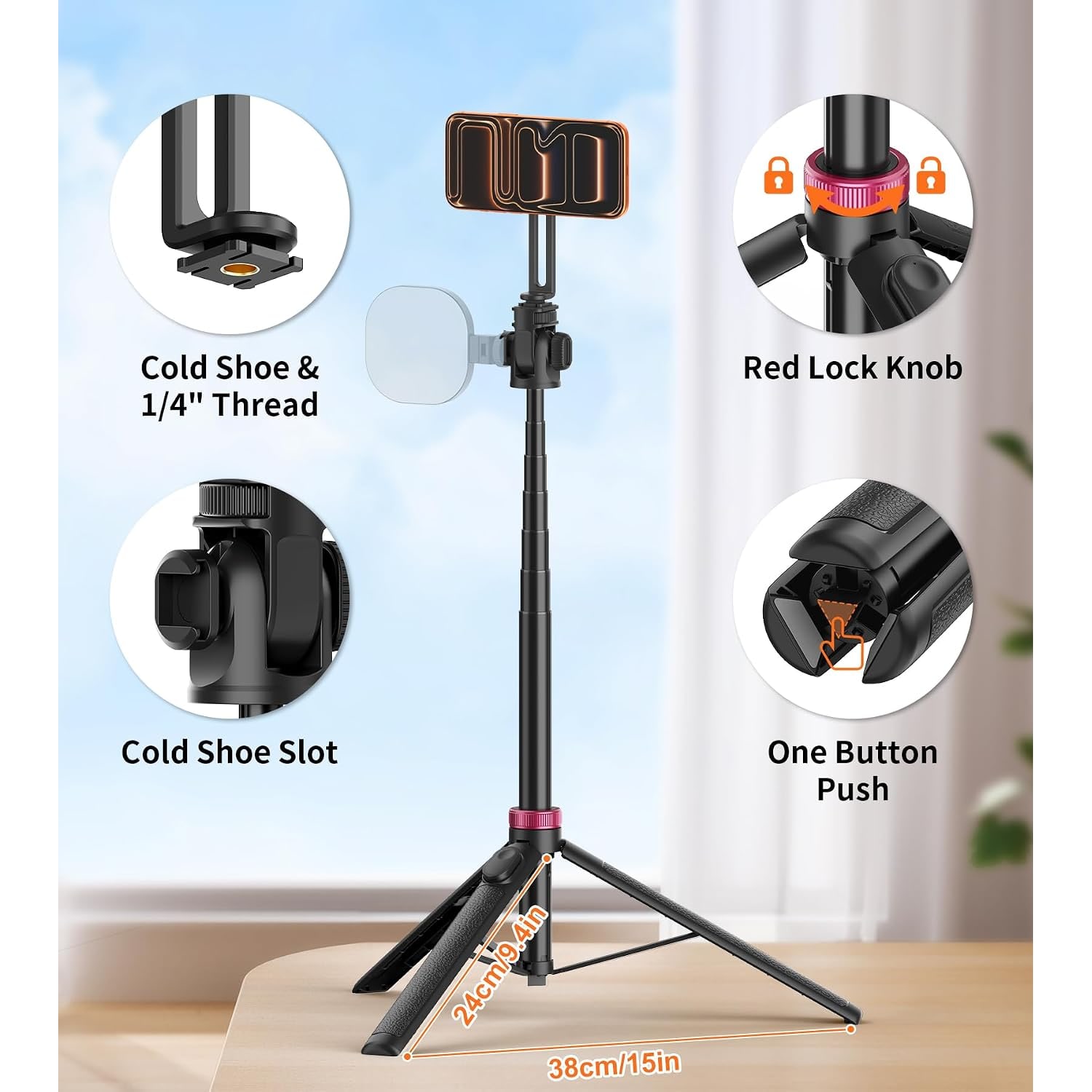69 Inch Magnetic Phone Tripod and Selfie Stick with Remote