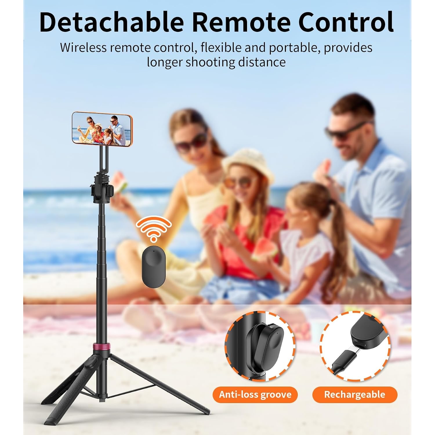 69 Inch Magnetic Phone Tripod and Selfie Stick with Remote