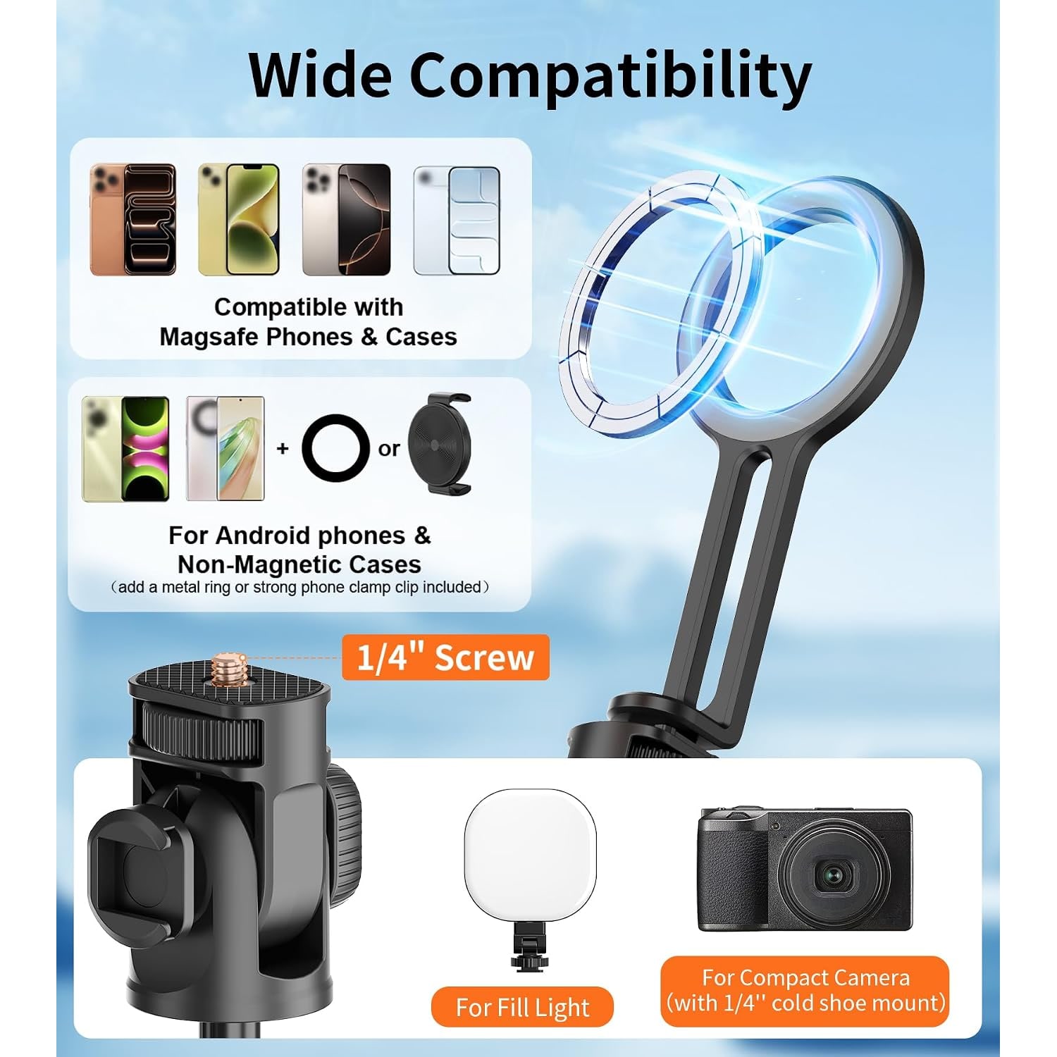 69 Inch Magnetic Phone Tripod and Selfie Stick with Remote: image 7