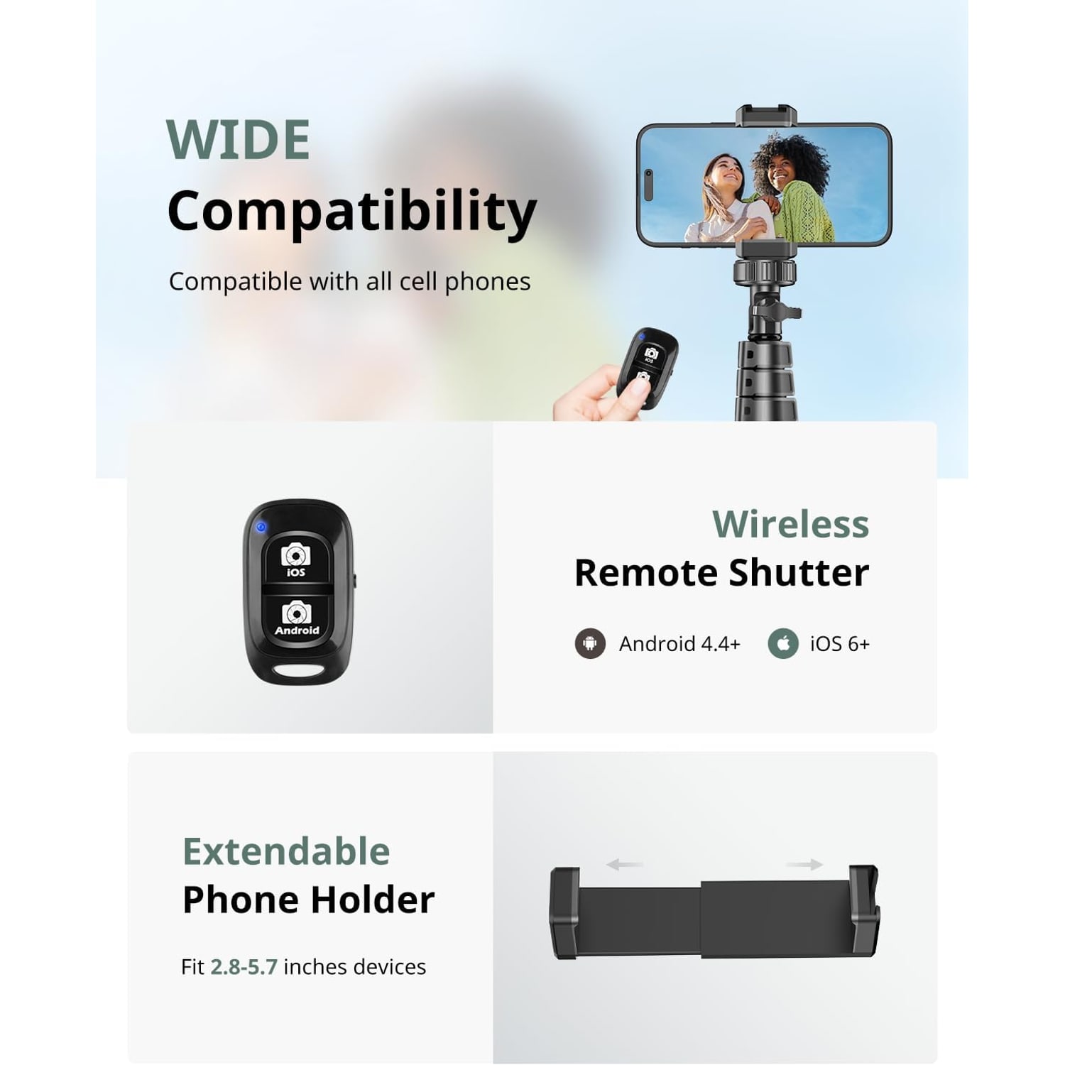 62-Inch Phone Tripod and Selfie Stick with Wireless Remote