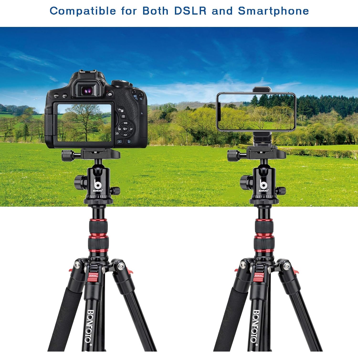 Travel Camera Tripod with Aluminum Legs and Ball Head