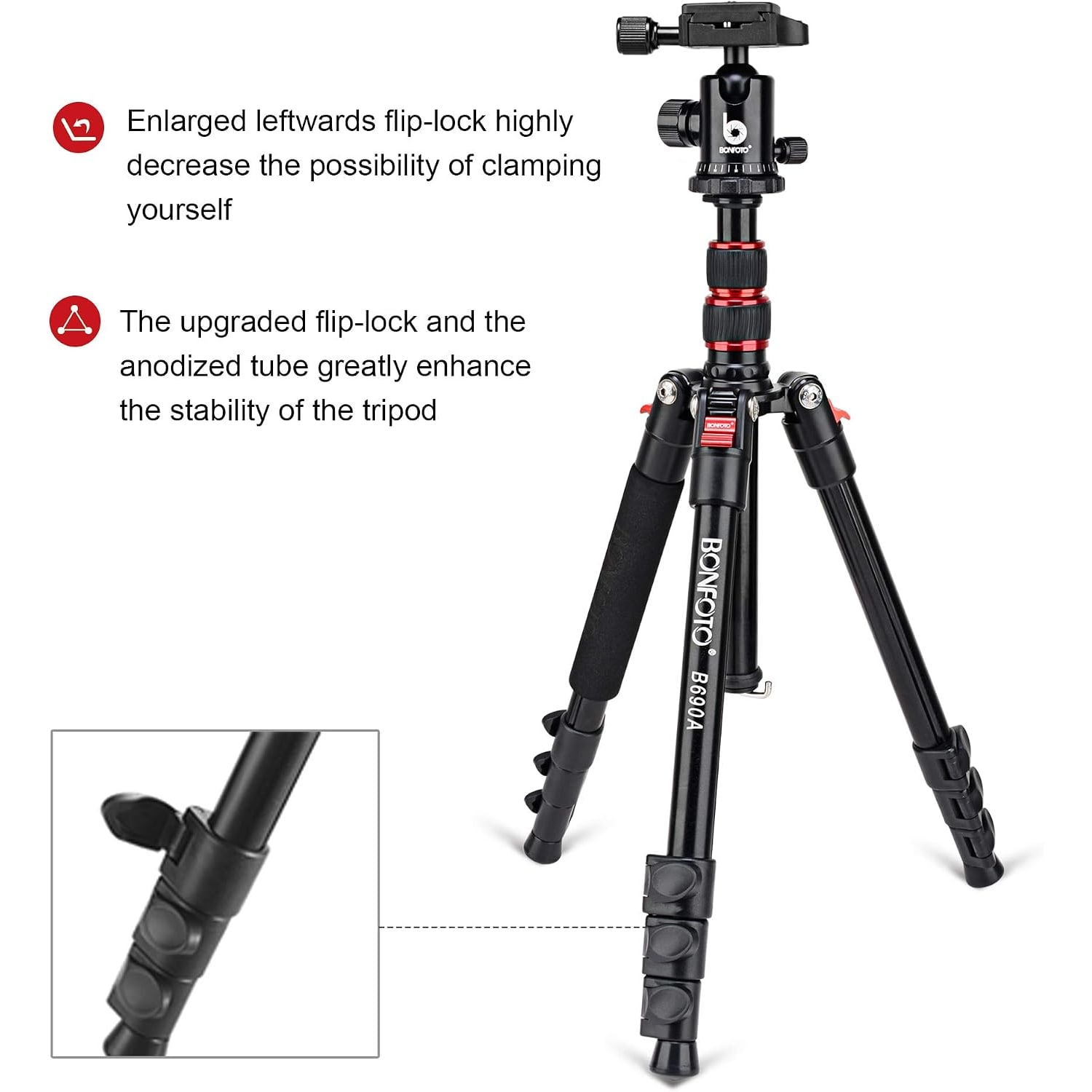 Travel Camera Tripod with Aluminum Legs and Ball Head