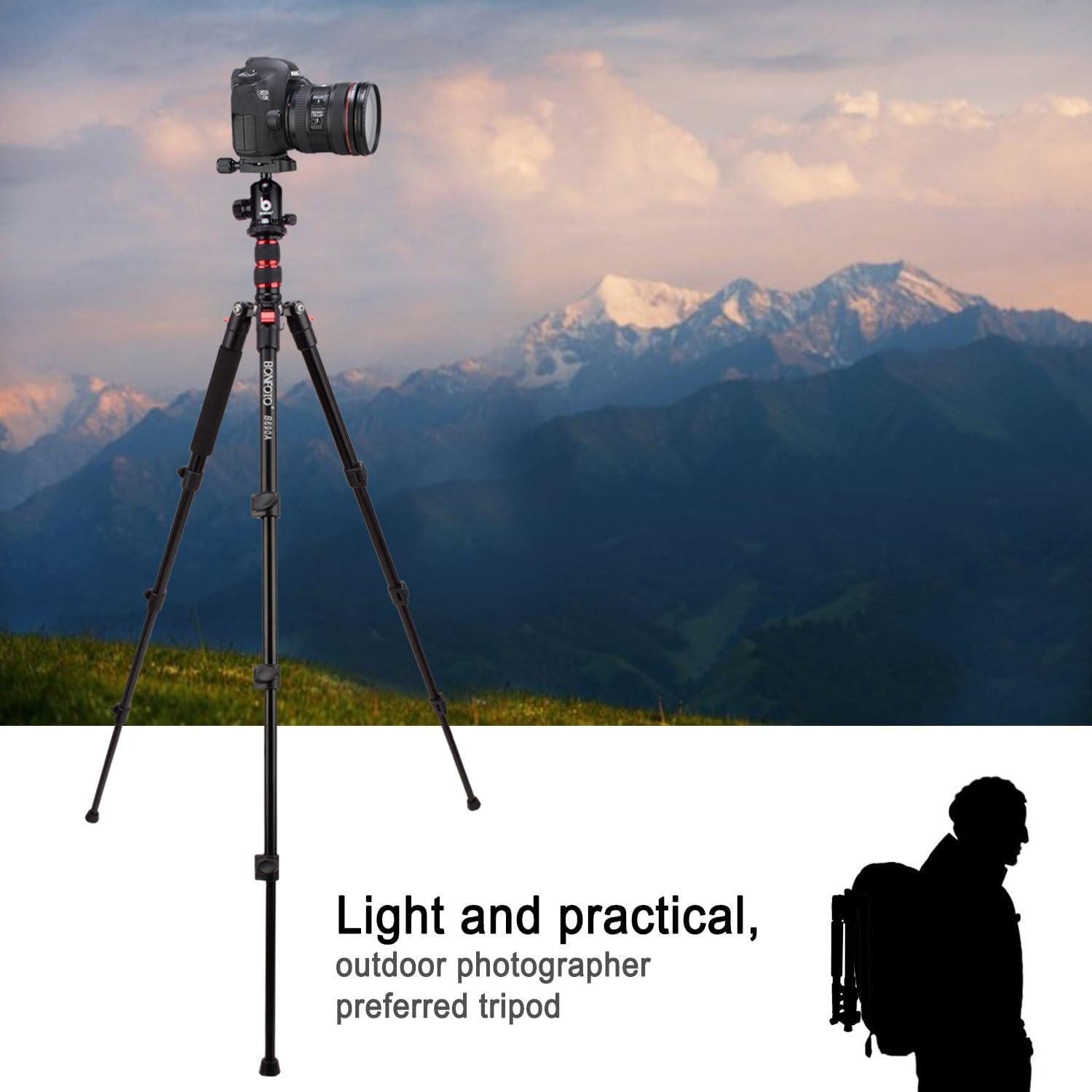 Travel Camera Tripod with Aluminum Legs and Ball Head: image 8