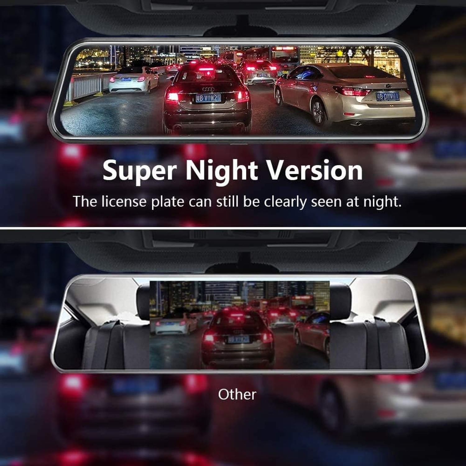 10 Inch Mirror Dash Cam with Front and Rear Cameras: image 4
