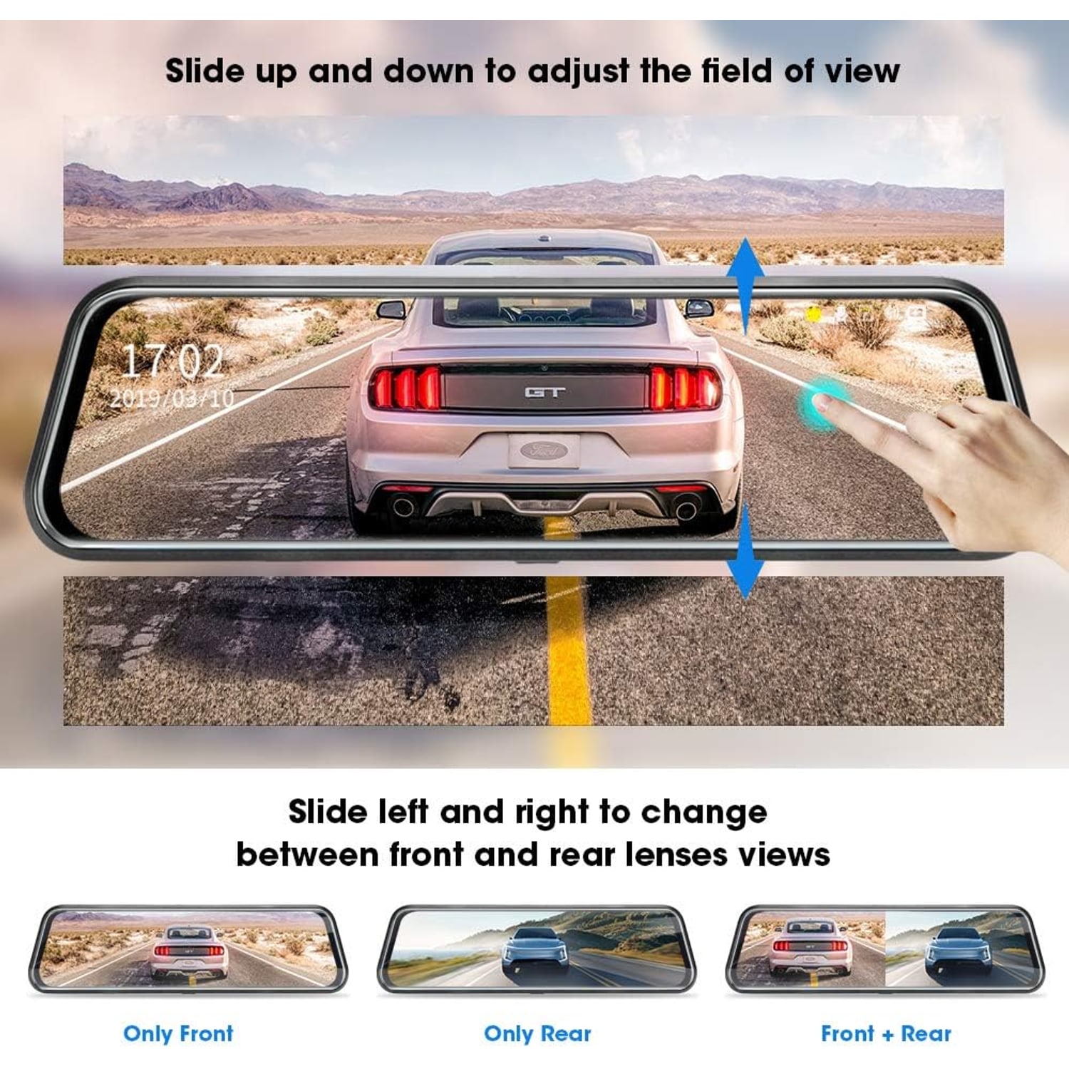 10 Inch Mirror Dash Cam with Front and Rear Cameras: image 5
