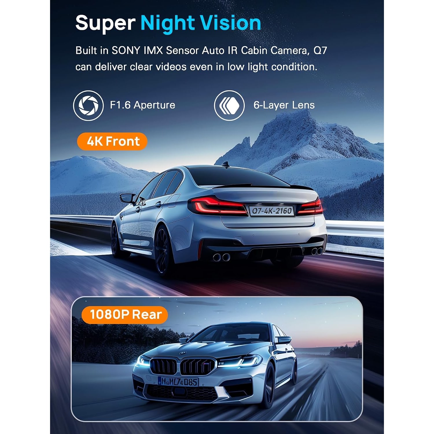 4K Front and Rear Dash Cam with 5GHz WiFi