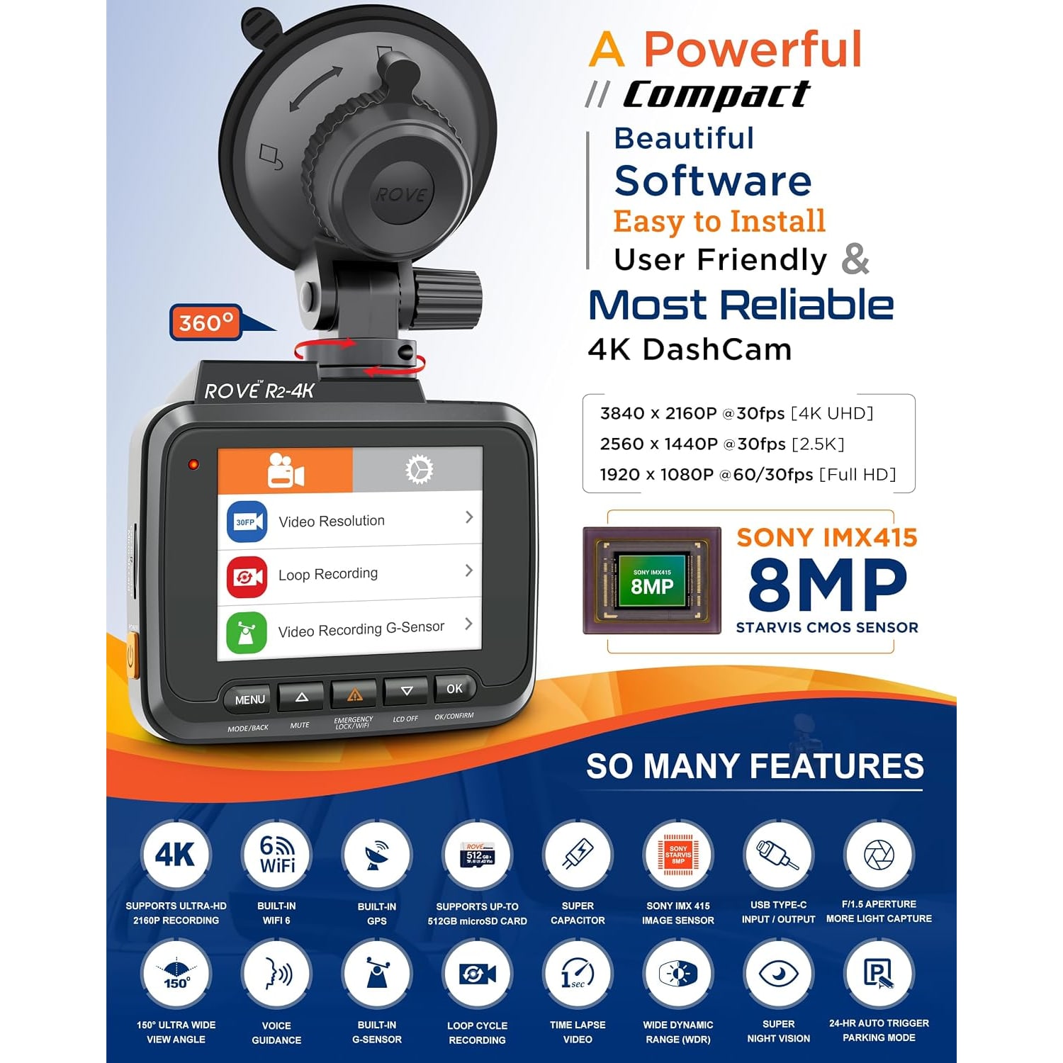 4K Ultra HD Dash Cam with WiFi and GPS: image 2