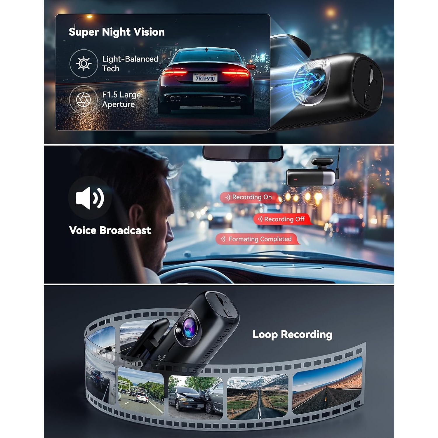 4K Front and Rear Dash Cam with 5.8GHz WiFi and GPS