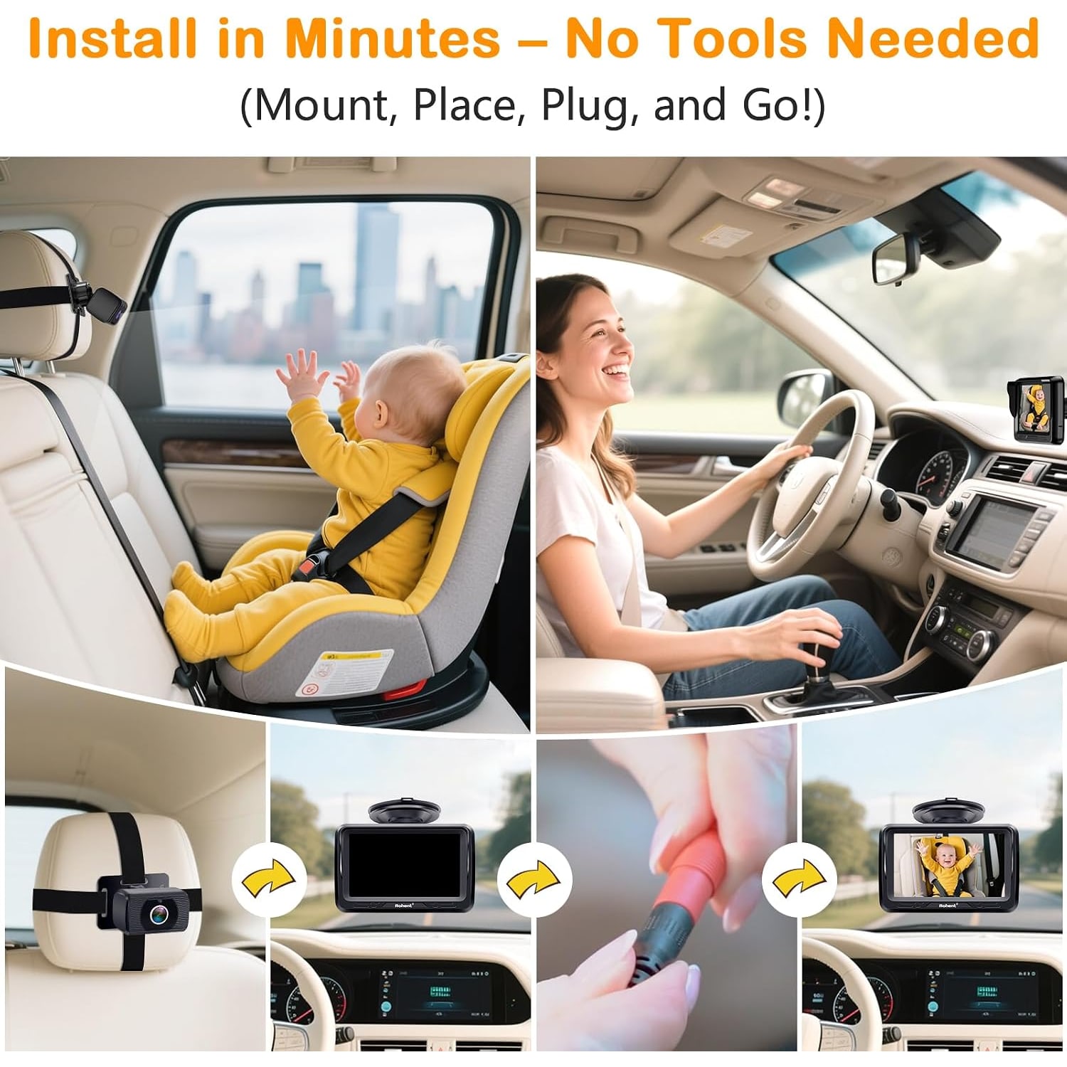 1080P Baby Car Camera with 4.3 Inch Monitor