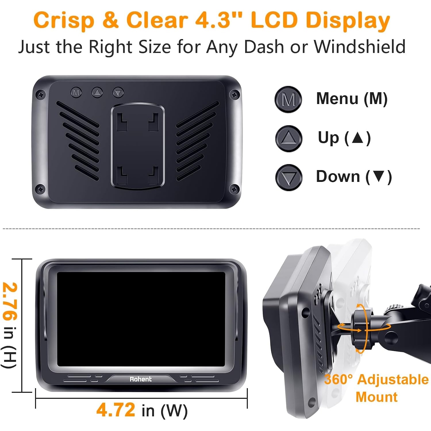 1080P Baby Car Camera with 4.3 Inch Monitor