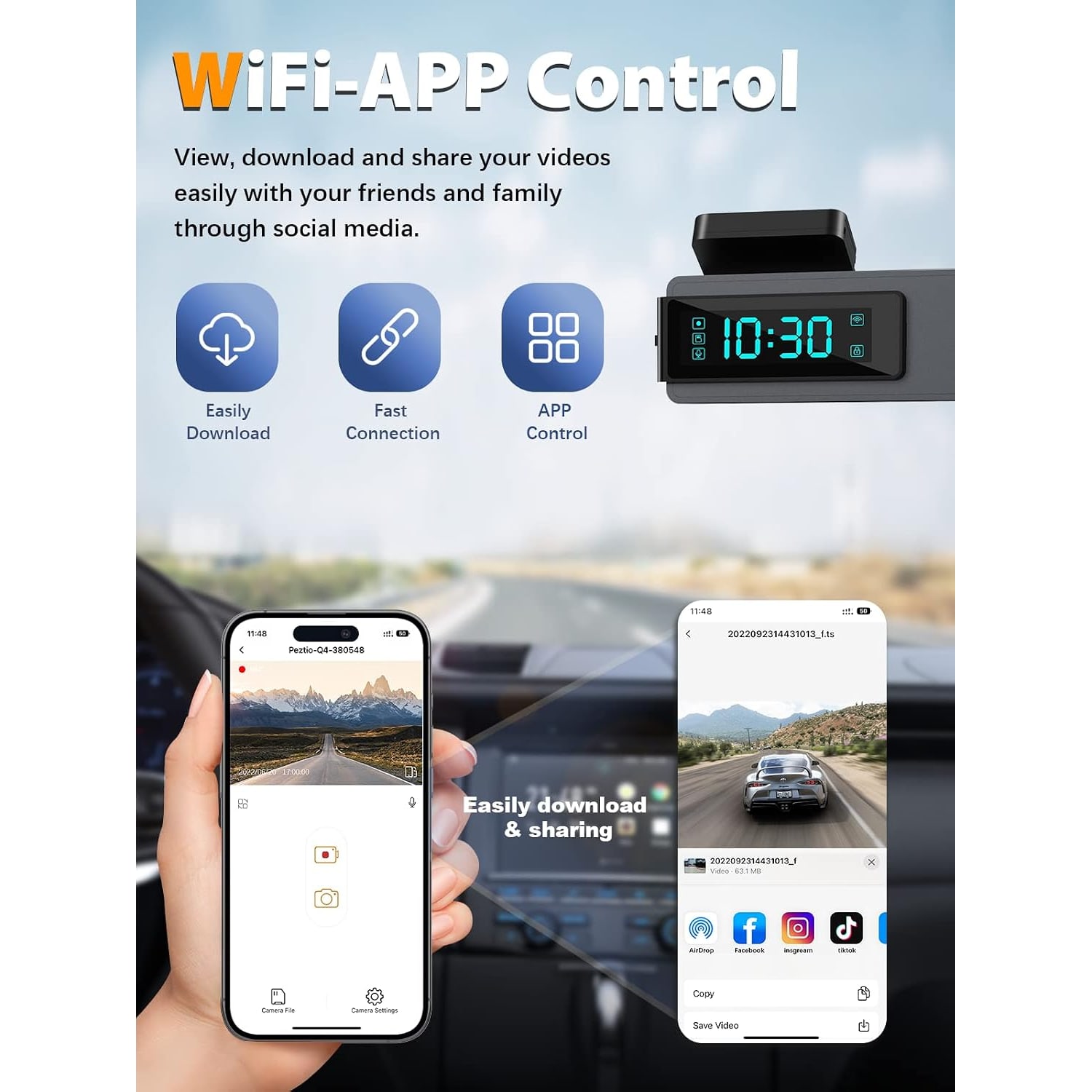 4K Front and Rear Dash Cam with WiFi and 64GB Card
