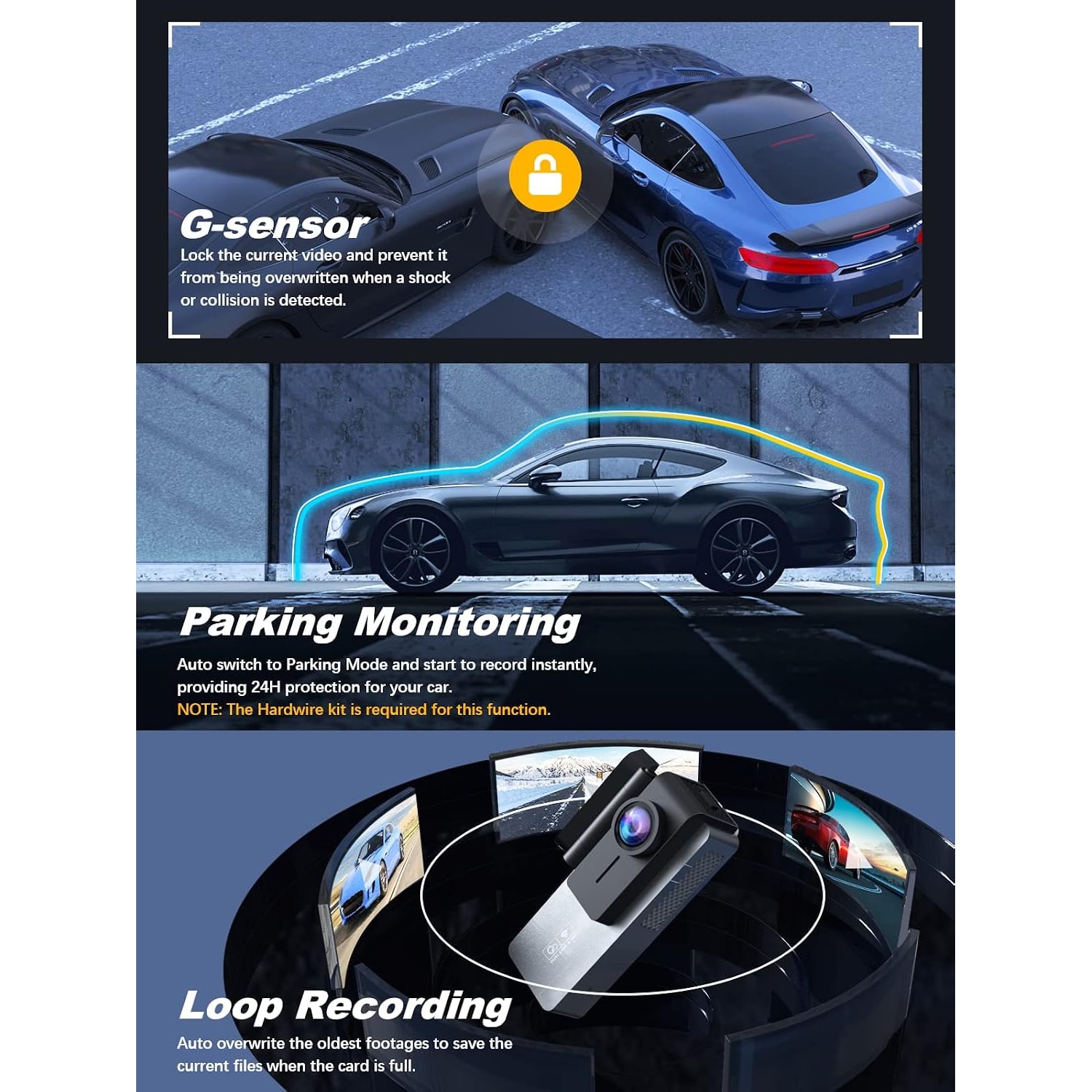 4K Front and Rear Dash Cam with WiFi and 64GB Card