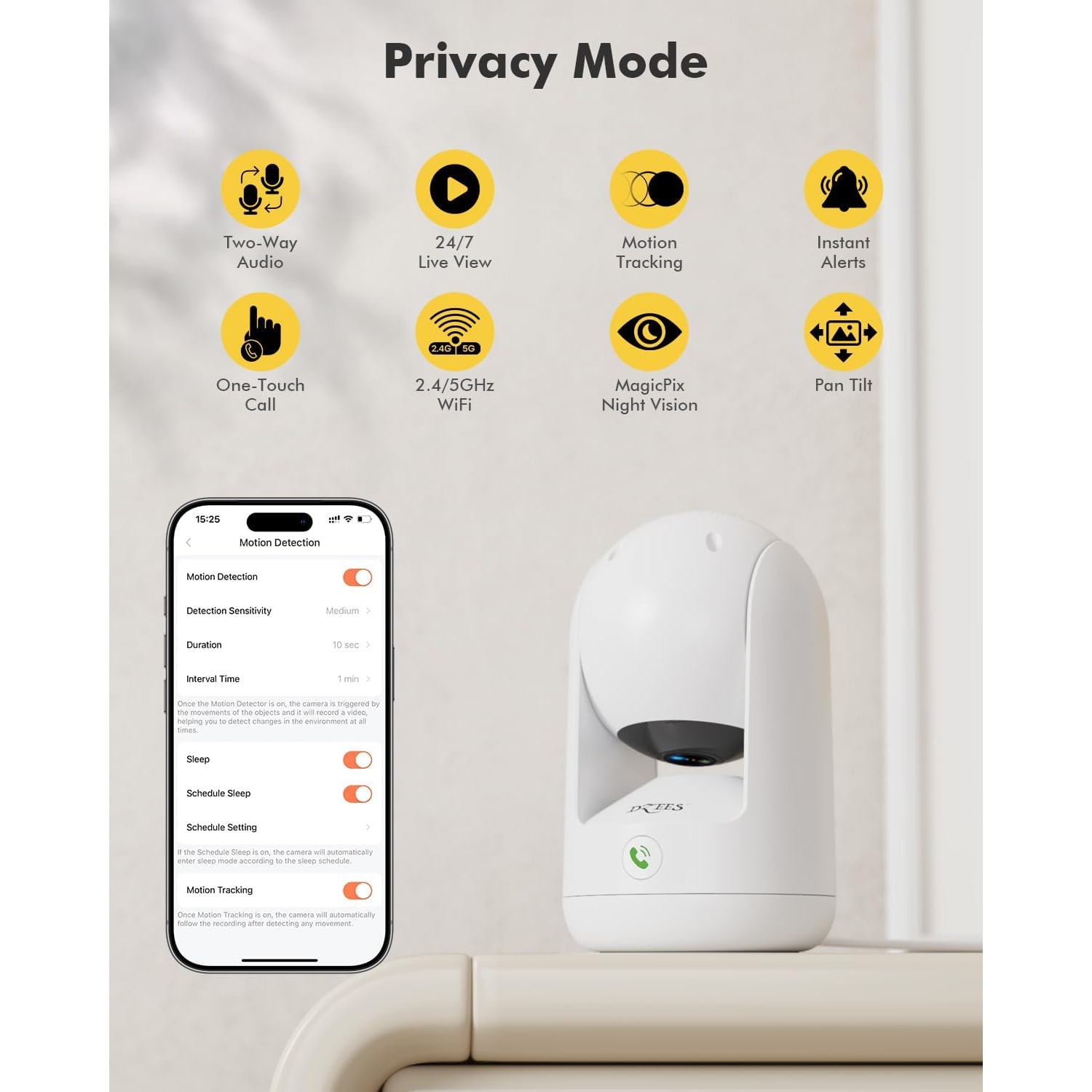 2K Indoor Camera with Dual-Band WiFi, 360 Degree Pan and Tilt (2-Pack)