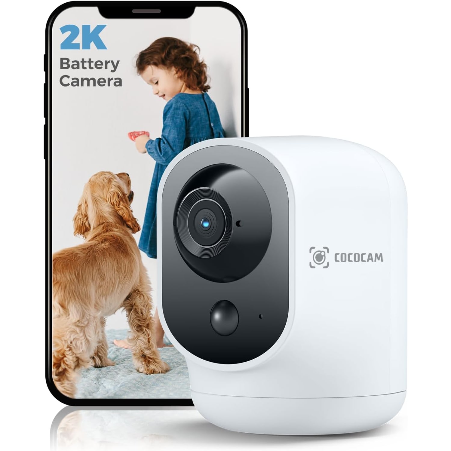 2K Battery Indoor Security Camera with Pan and Tilt