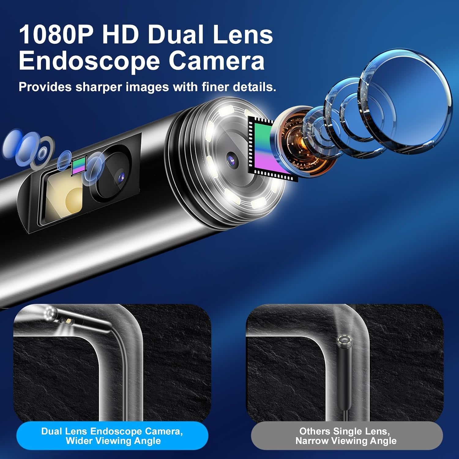 Dual Lens Endoscope Camera with 16.5 ft Semi-Rigid Cable: image 3