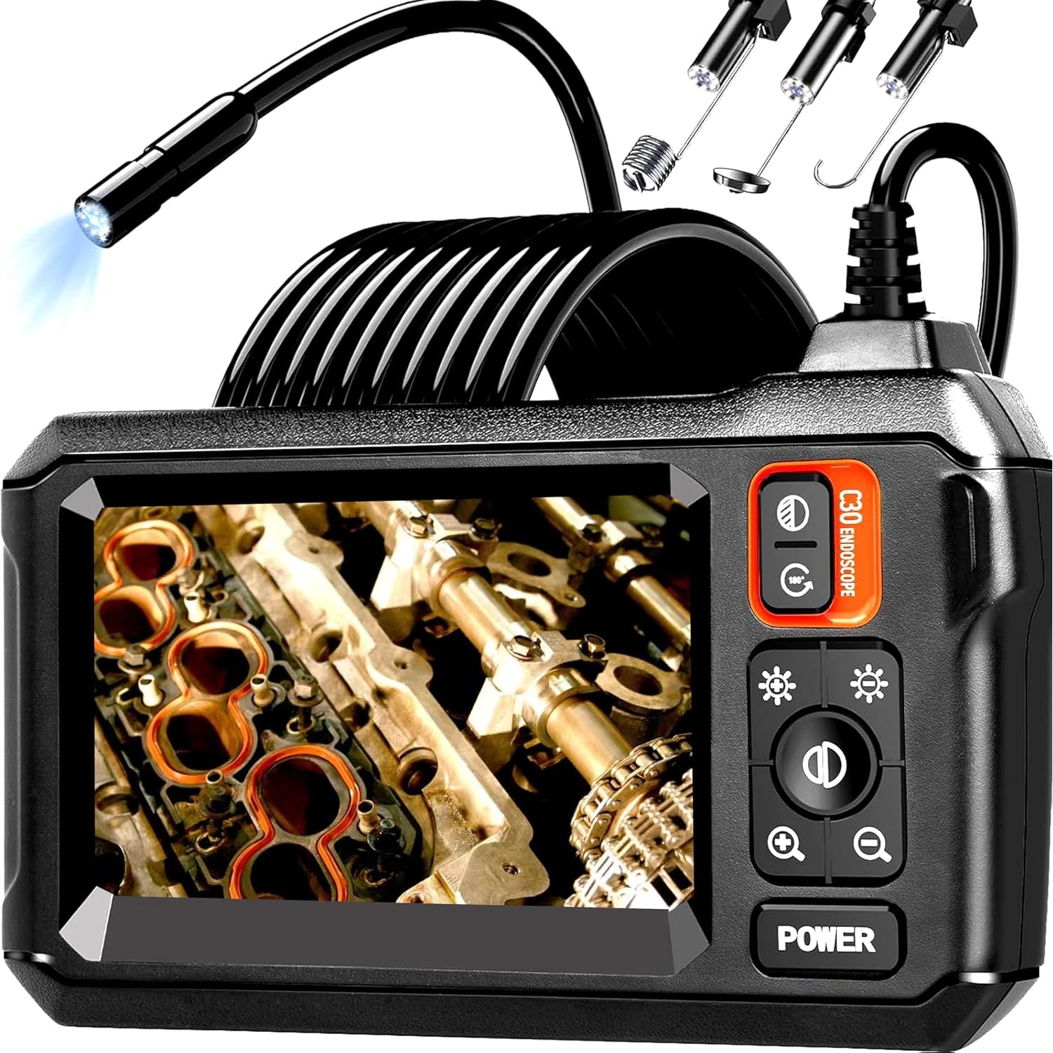 Endoscope Camera with 4.3 Inch Screen and LED Probe: image 1