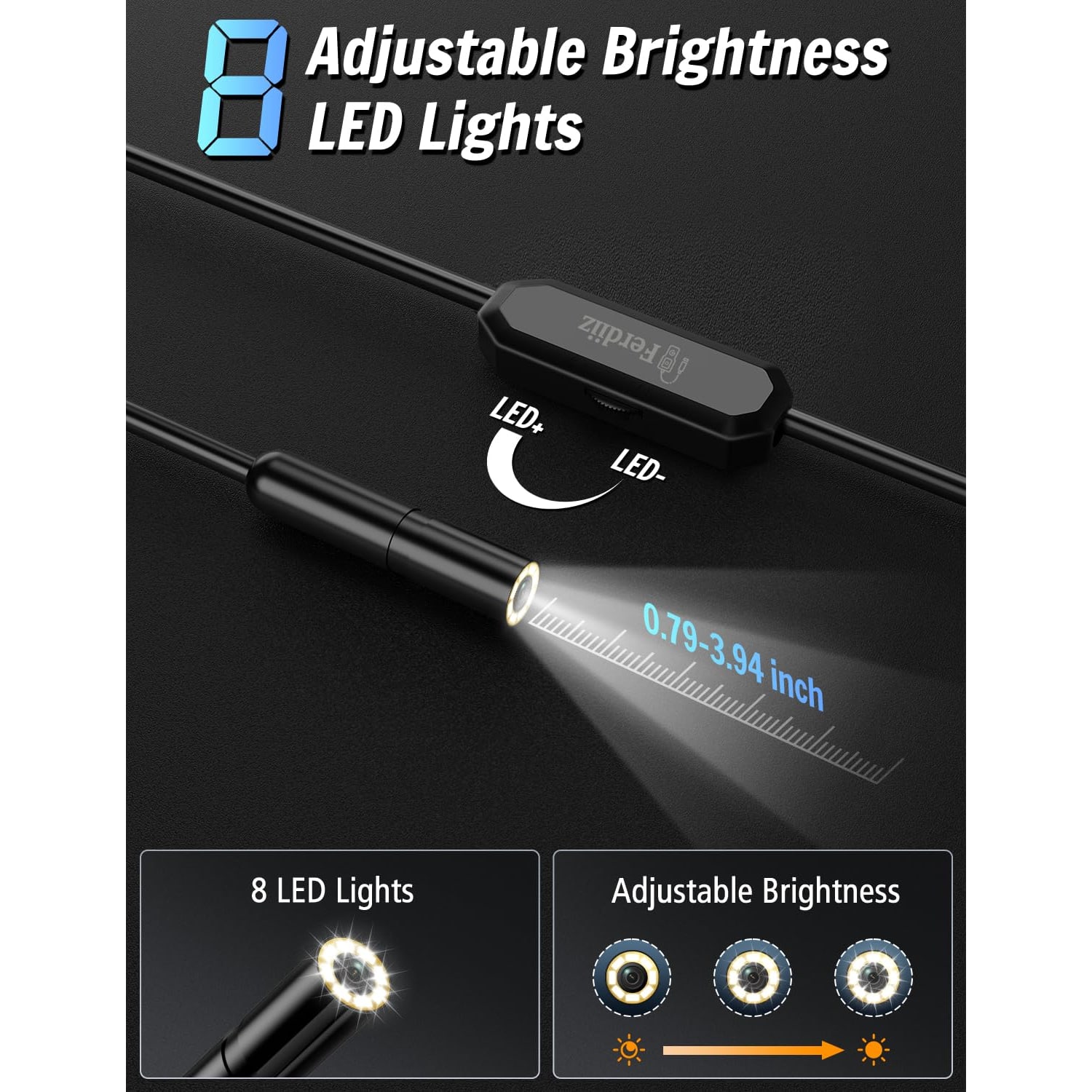 1920P Endoscope Inspection Camera with 16.4ft Semi-Rigid Probe: image 3