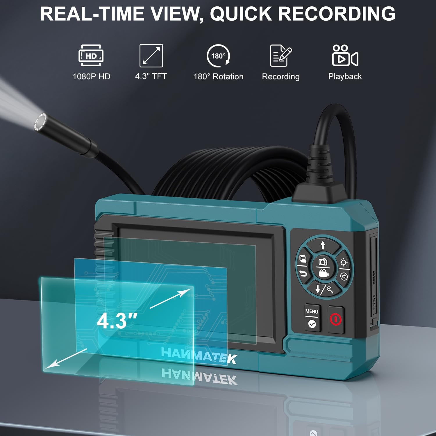 Industrial Endoscope with 4.3-Inch Screen and 8mm Camera