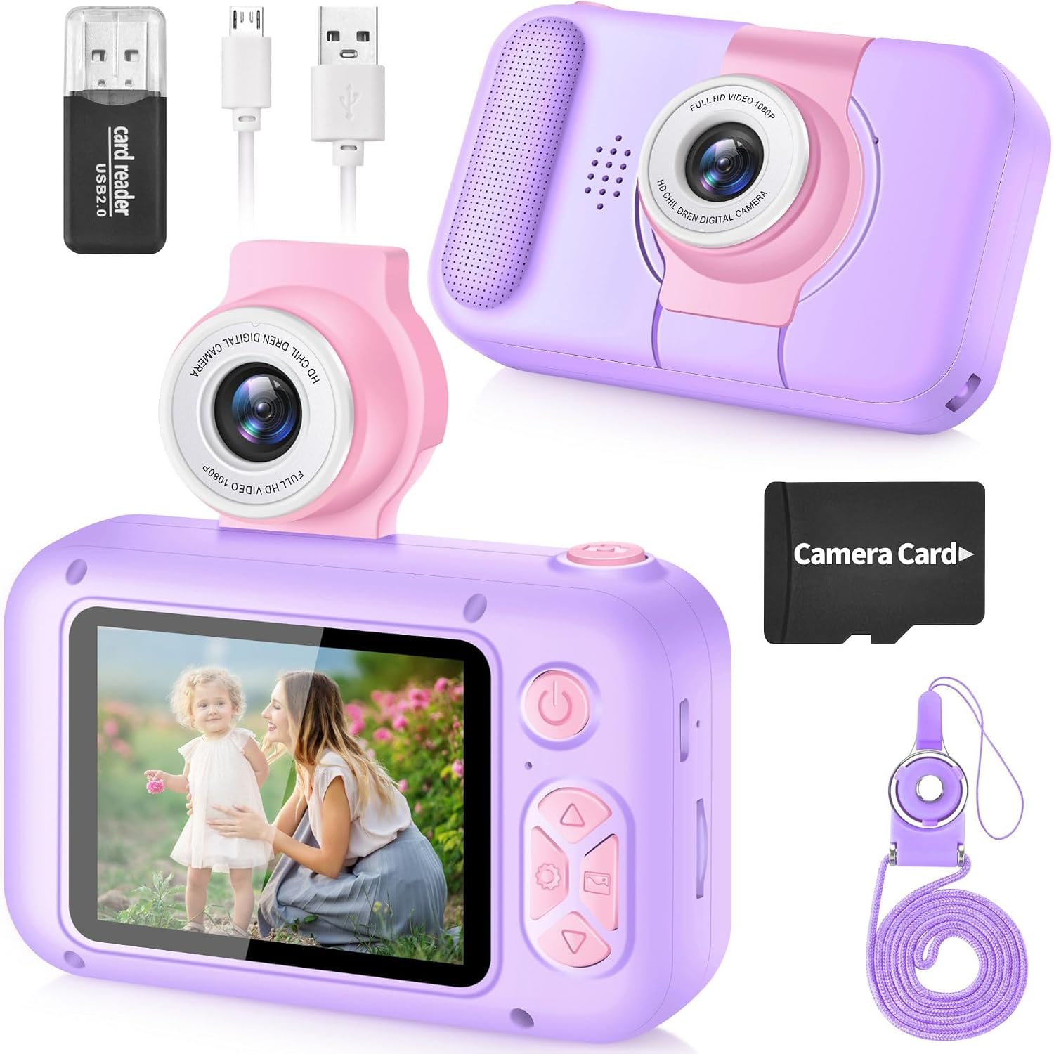 Kids Camera with 180° Flip Lens and 2.4" IPS Screen