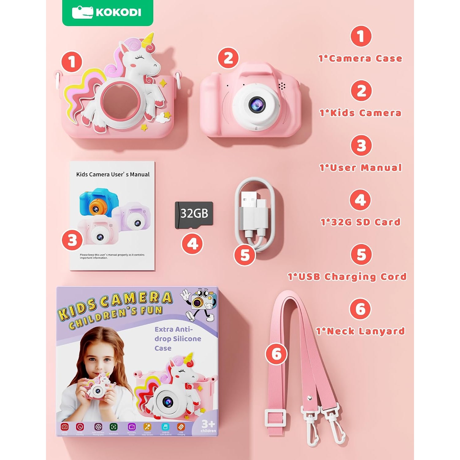Kids Digital Camera with 32GB Card and Unicorn Case: image 9