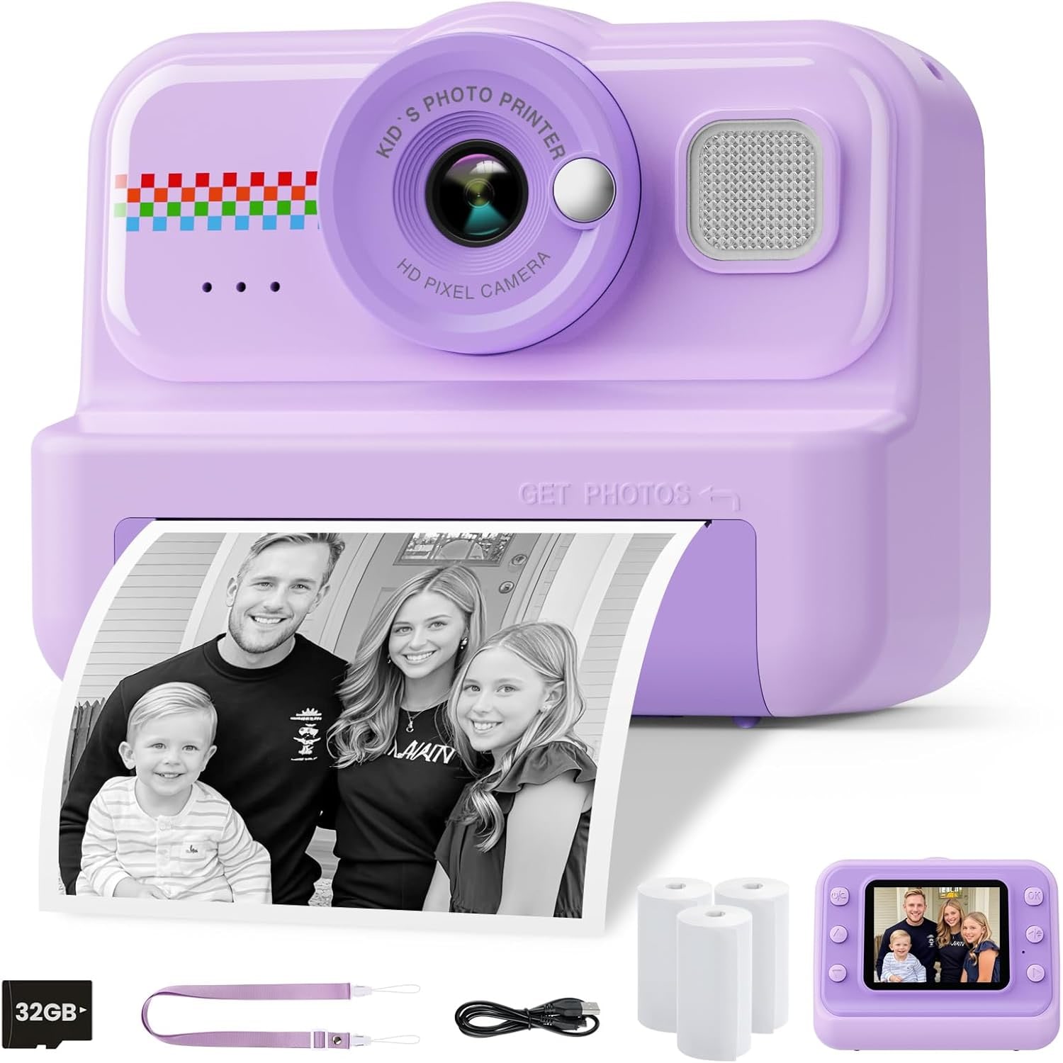 Kids Instant Print Camera with 32GB Card