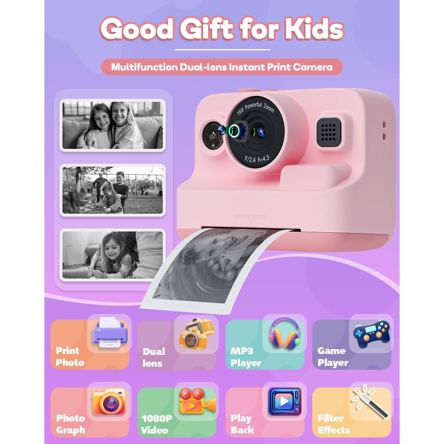 Kids Instant Print Camera with 1080p Video: image 2