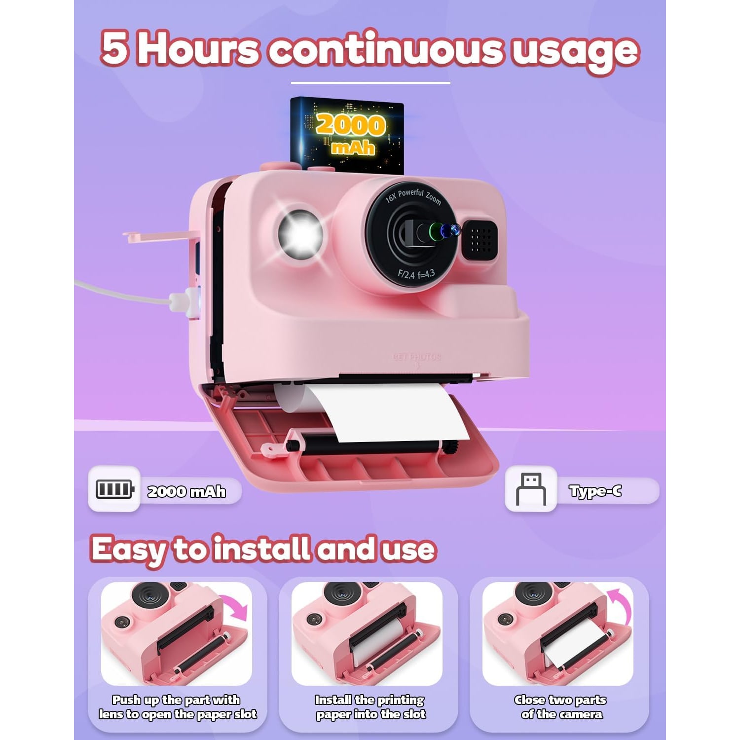Kids Instant Print Camera with 1080p Video: image 6