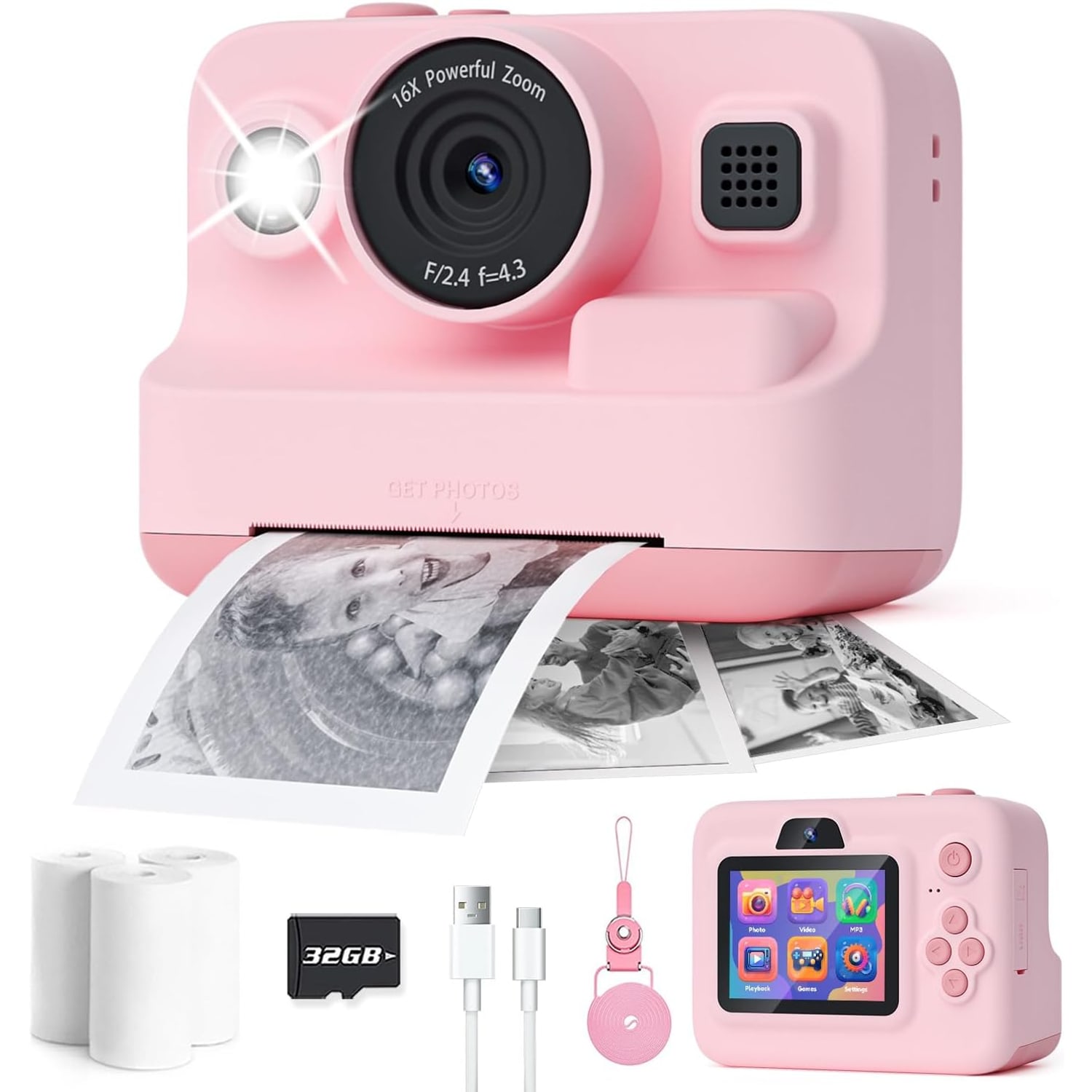 Kids Instant Print Camera with 1080p Video
