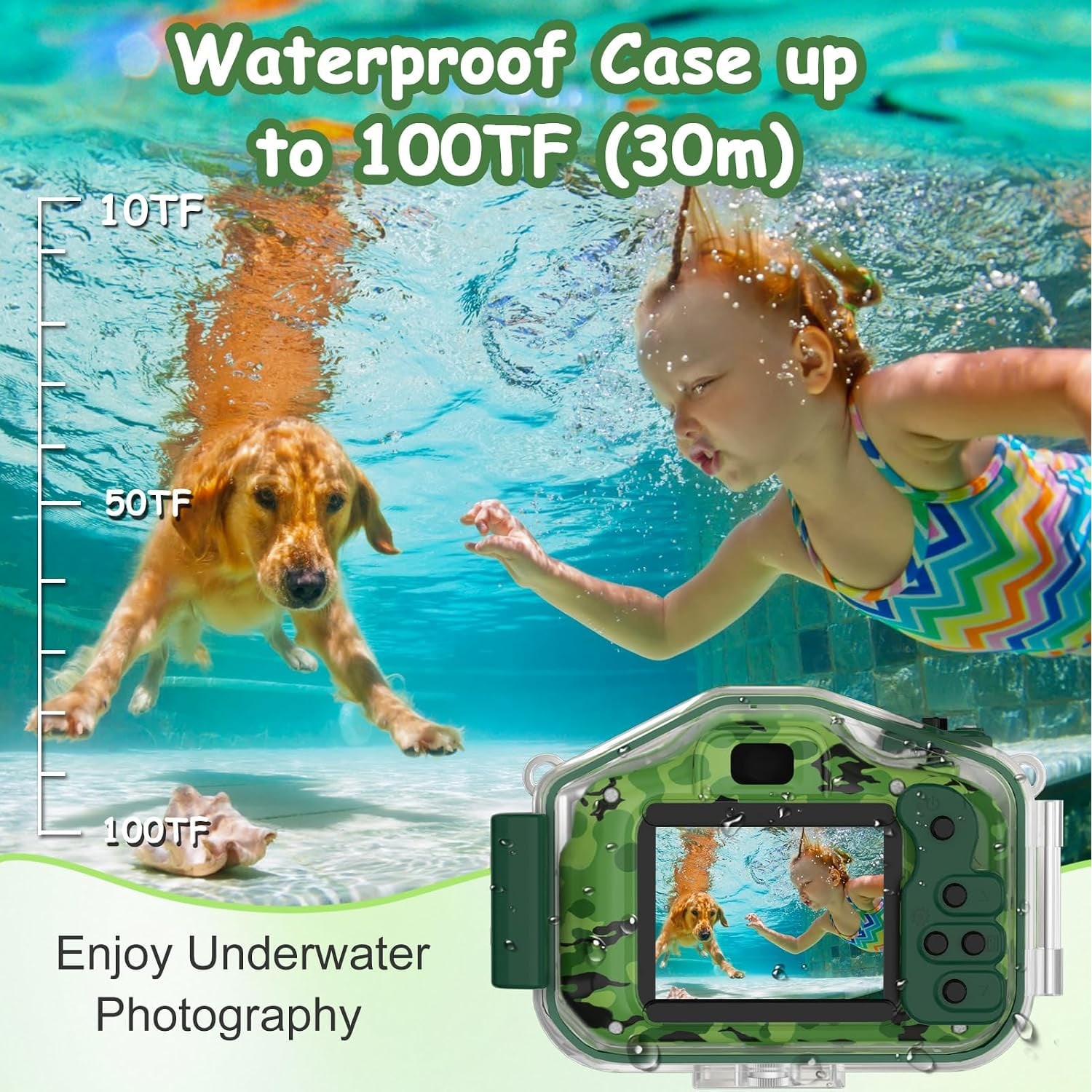 Kids Underwater Camera with 32GB Card and Waterproof Case