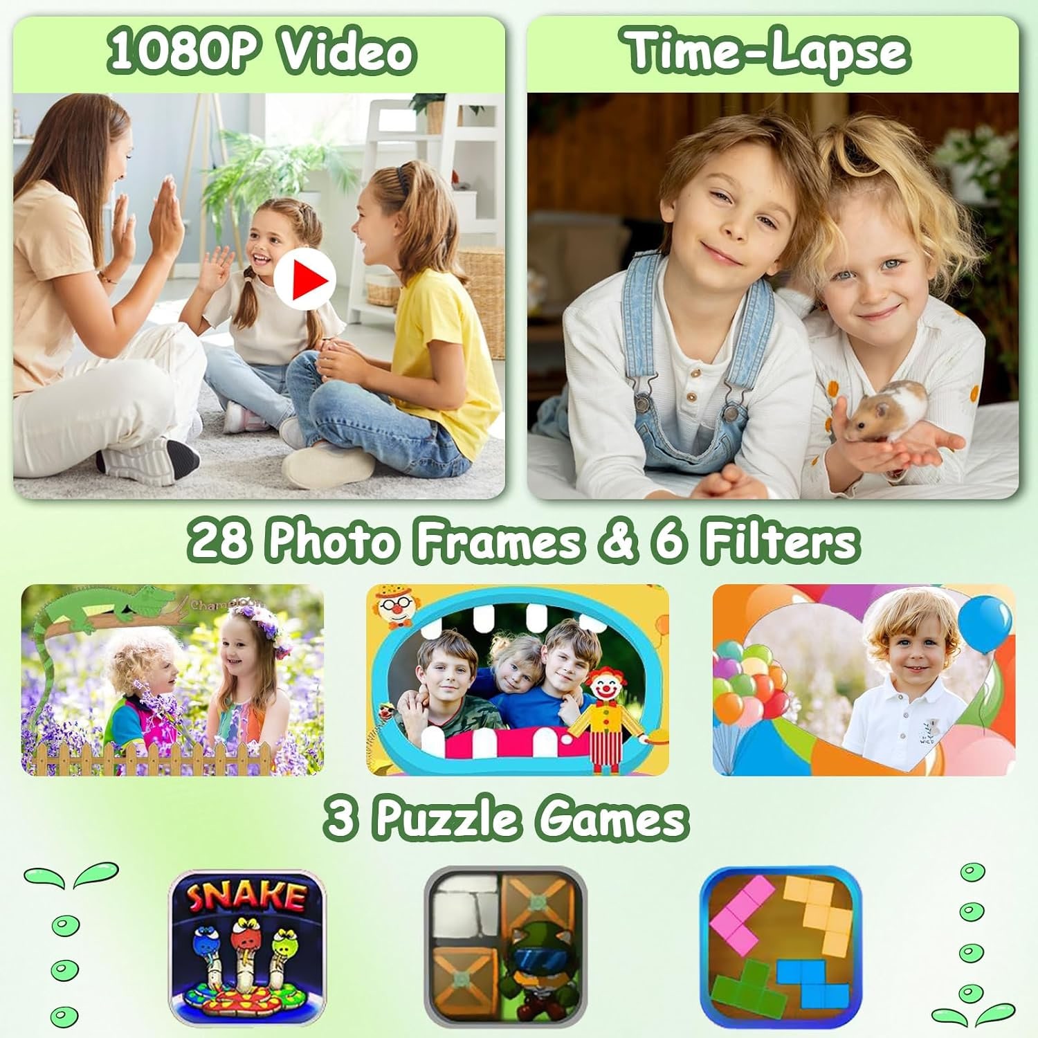 Kids Underwater Camera with 32GB Card and Waterproof Case