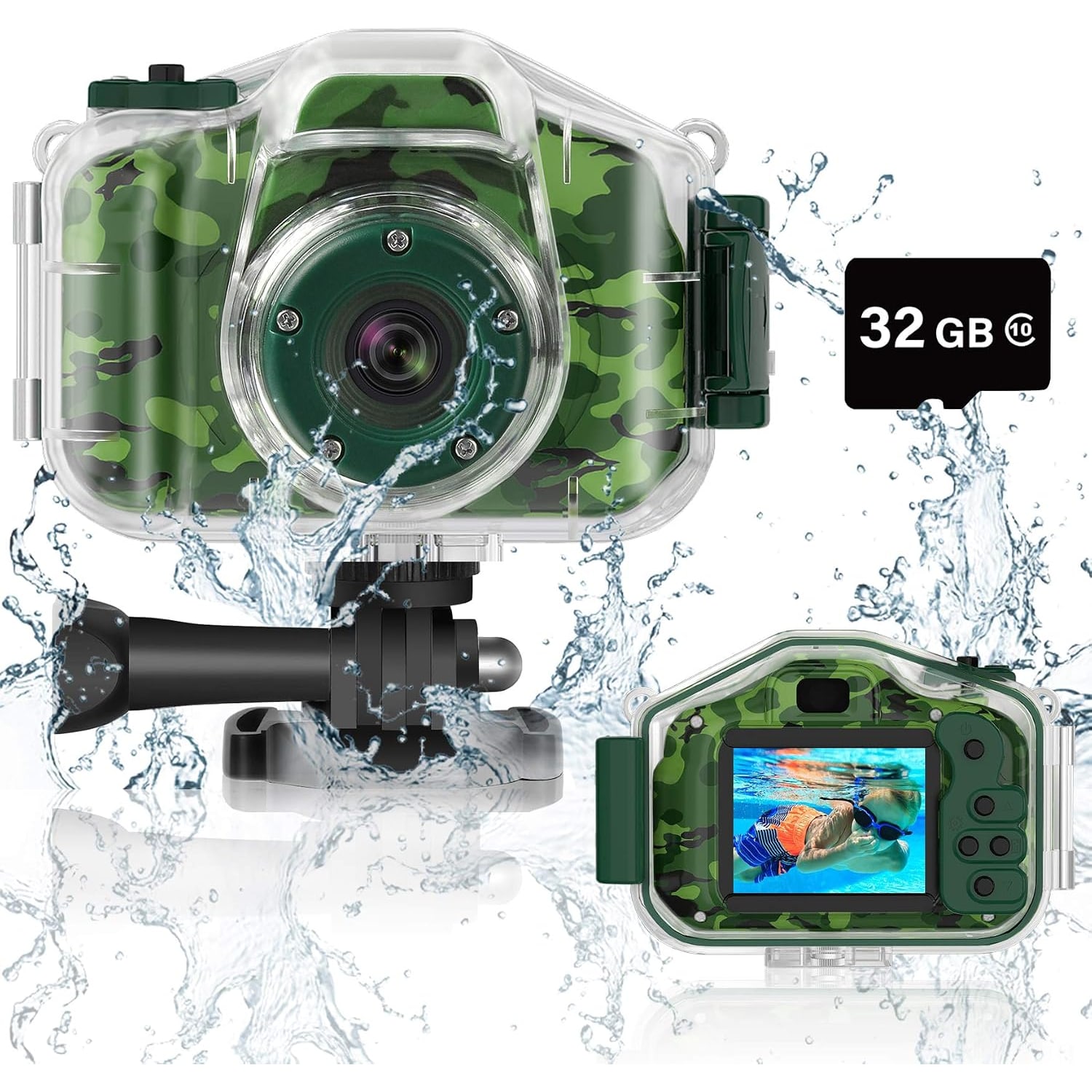 Kids Underwater Camera with 32GB Card and Waterproof Case