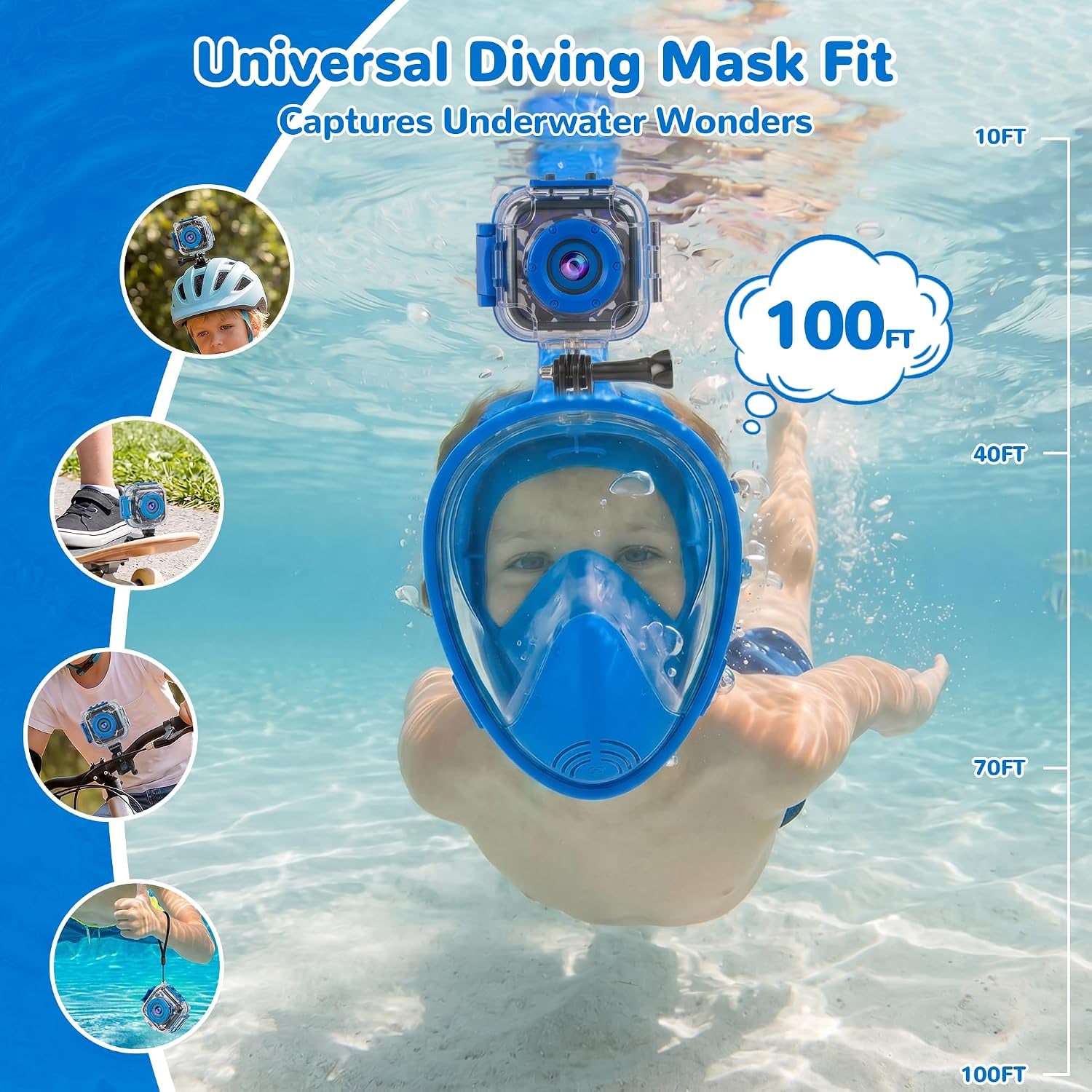 Kids Waterproof Action Camera with 32GB Card and Mounts