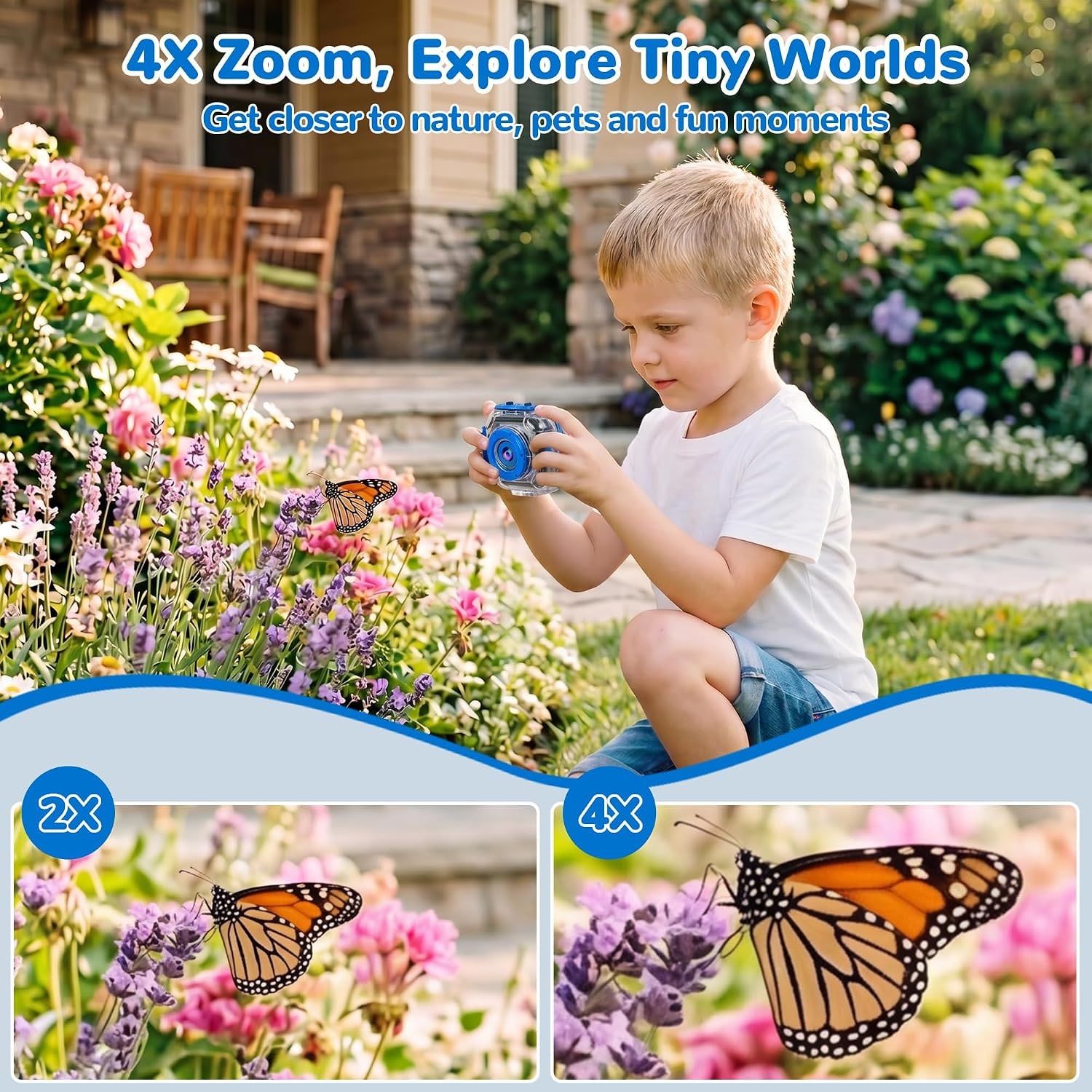 Kids Waterproof Action Camera with 32GB Card and Mounts