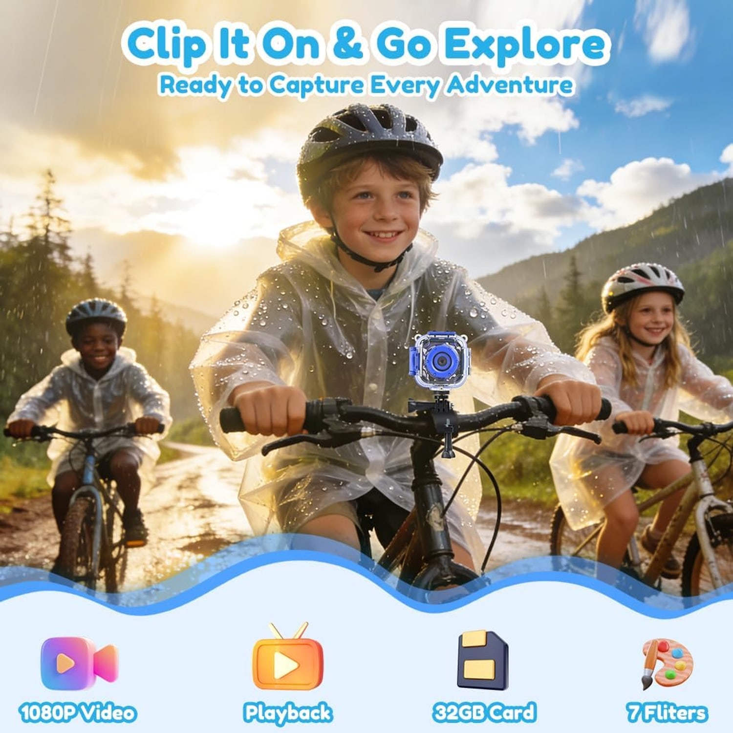 Kids Waterproof Action Camera with 32GB Card and Mounts: image 8