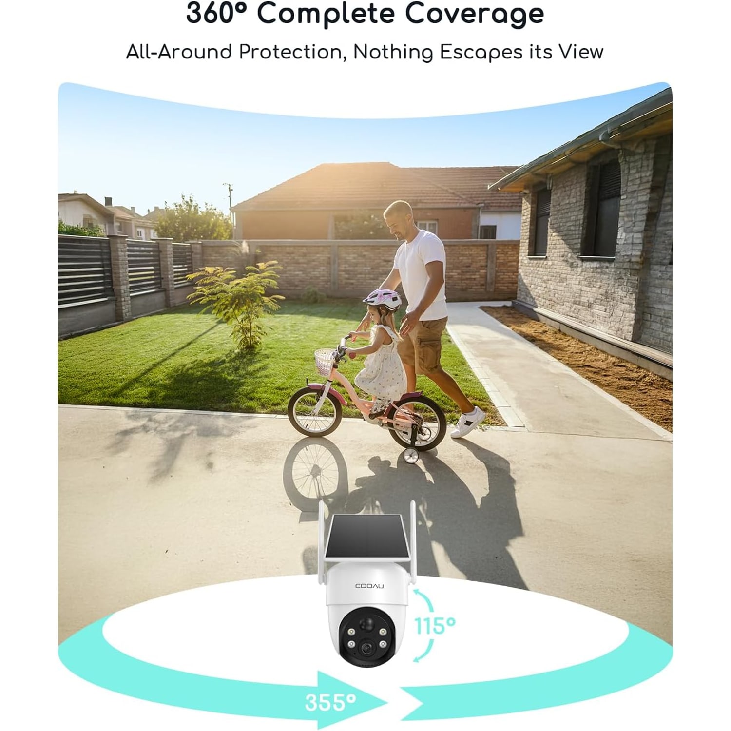 2K Solar Camera with 360 Degree Pan and Tilt View