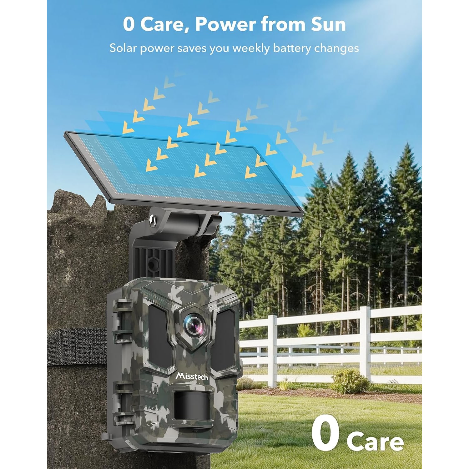 Solar Trail Camera 4K Wildlife Monitor with Night Vision