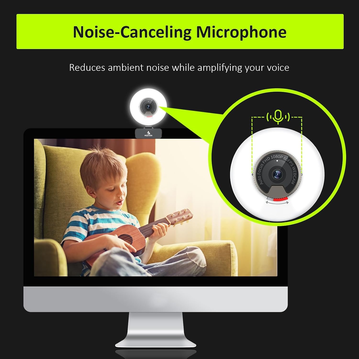 1080p 60fps Webcam with Ring Light: image 6